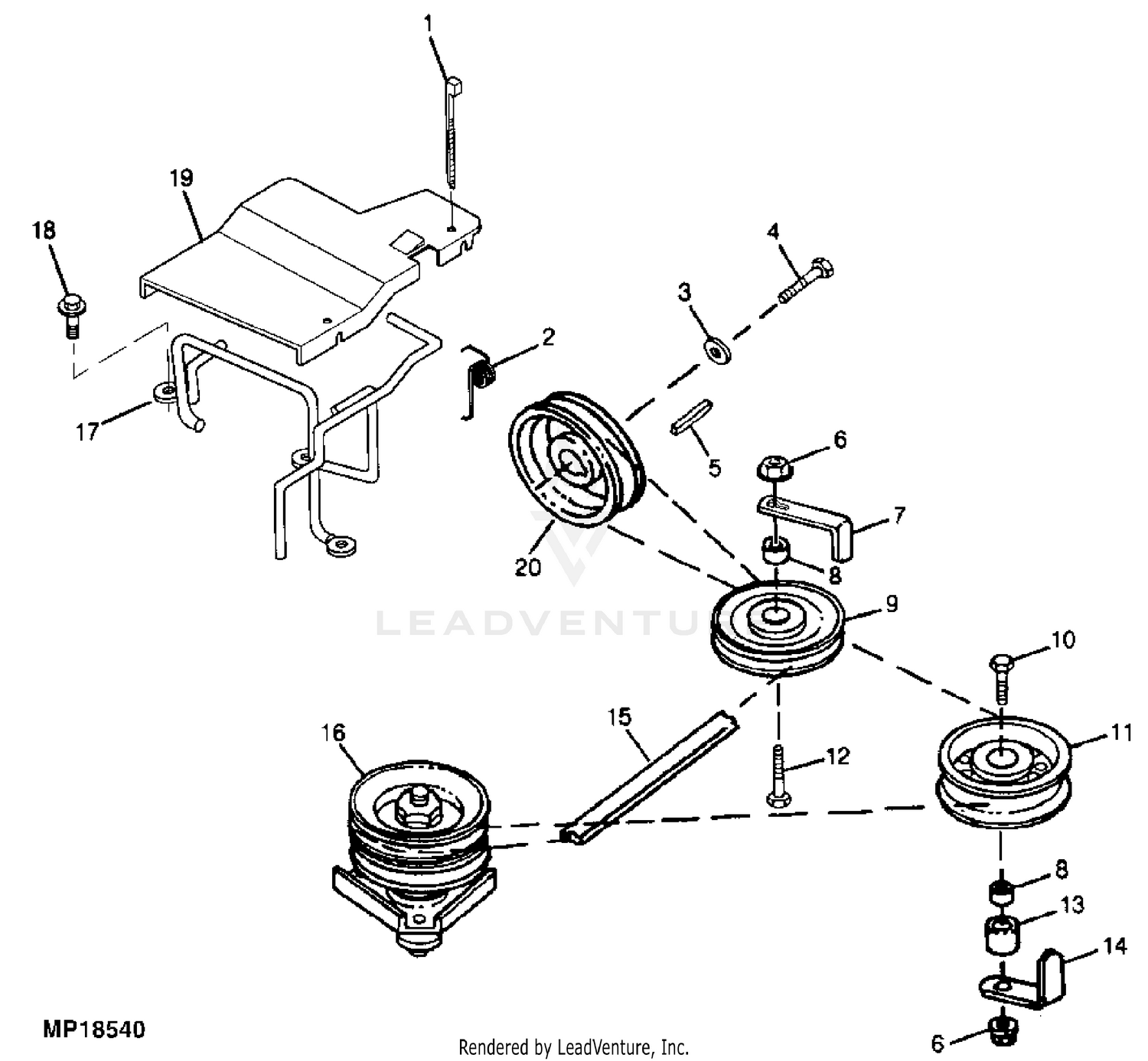 John Deere Power Flow Material Collection System (38-IN STX or LX) -PC2111  BLOWER HOUSING & BRACKETS: POWER FLOW BLOWER ASSEMBLY 46 MOWER