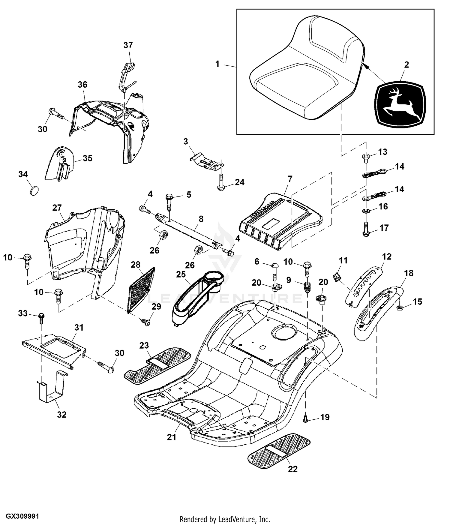 John deere la115 mower deck parts diagram sale