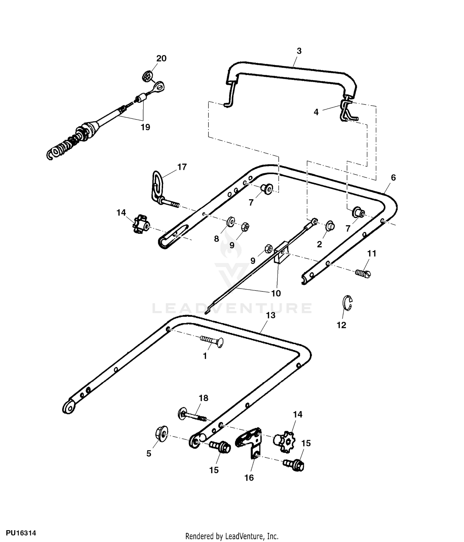 John Deere JS60 MOWER RELATED PARTS LEVERS AND HANDLES