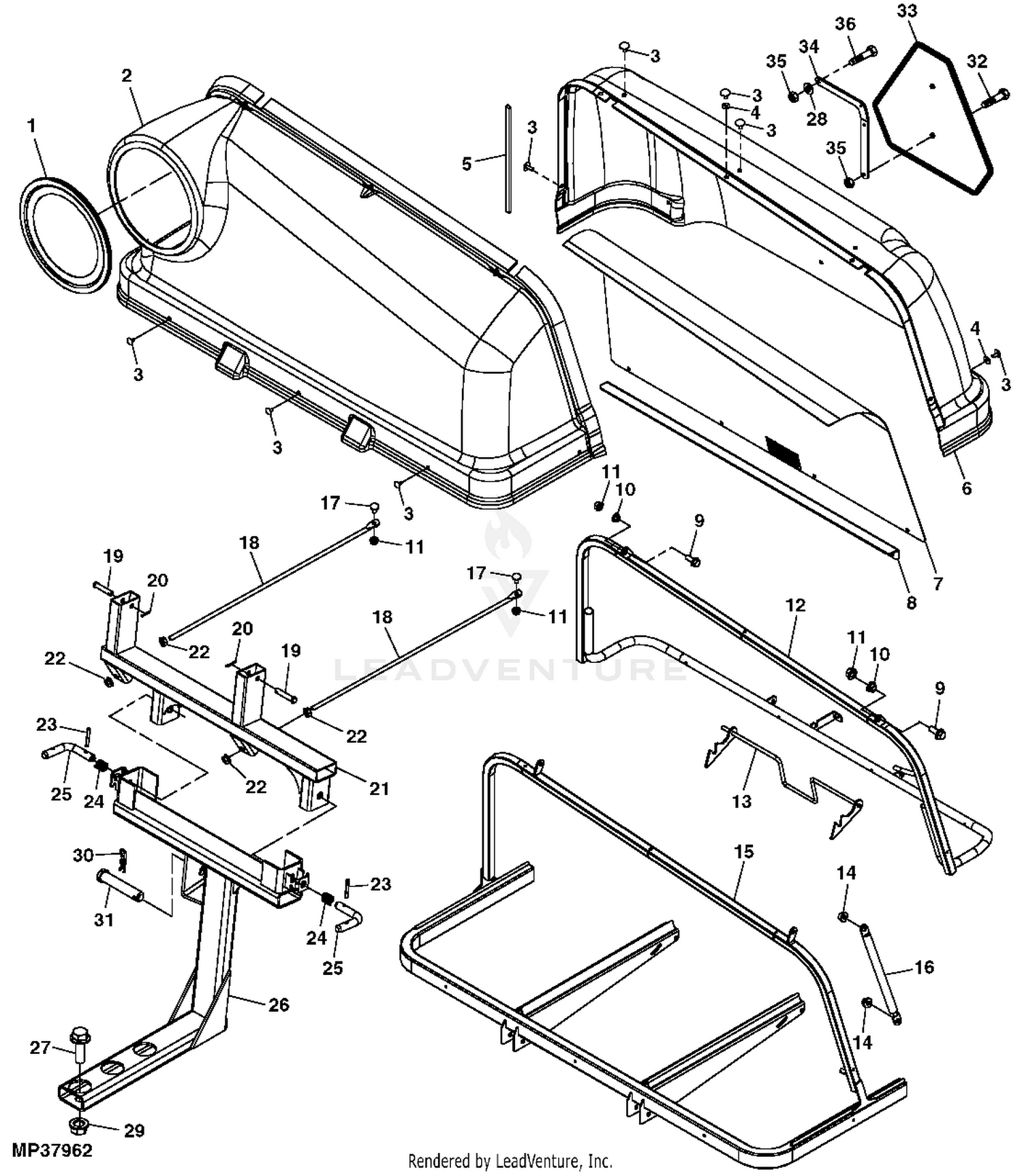 John Deere Material Collection System Power Flow Blower, 54X inch ( -  080000)