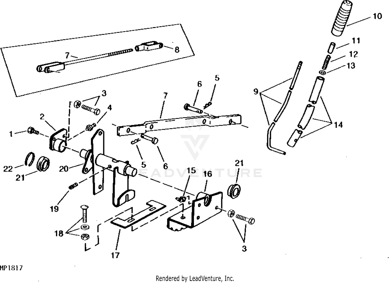 John Deere 212 TRACTOR PC1473 MANUAL LIFT LEVER PRIMARY LIFT SHAFT 200 210 212 214 AND 216 LAWN GARDEN TRACTORS