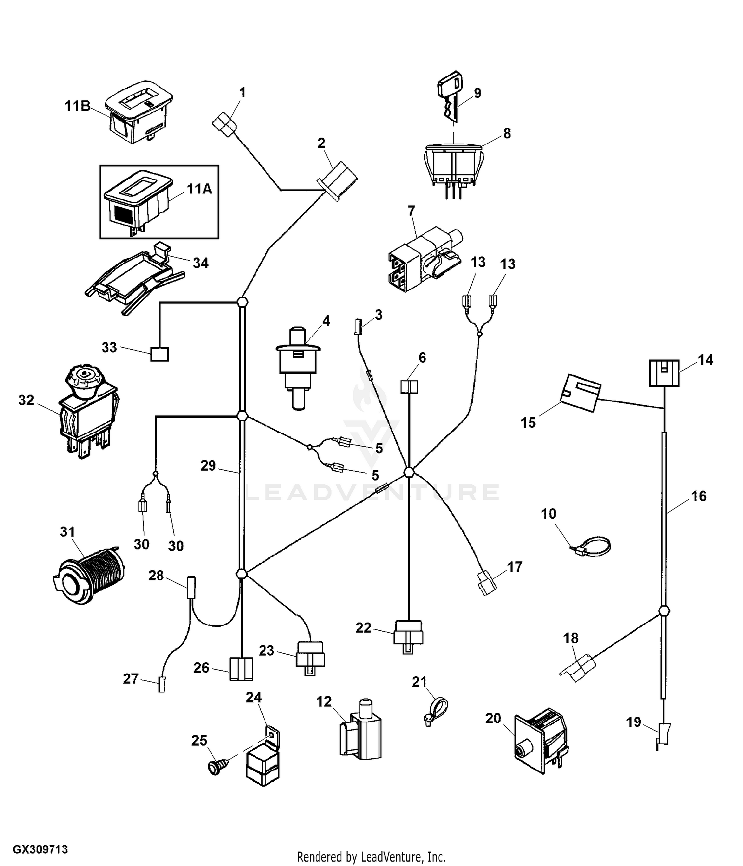 John Deere L120 Lawn Tractor With 48 In Mower Deck Material Collection System Pc9290 Wiring Harness 012938 Electrical