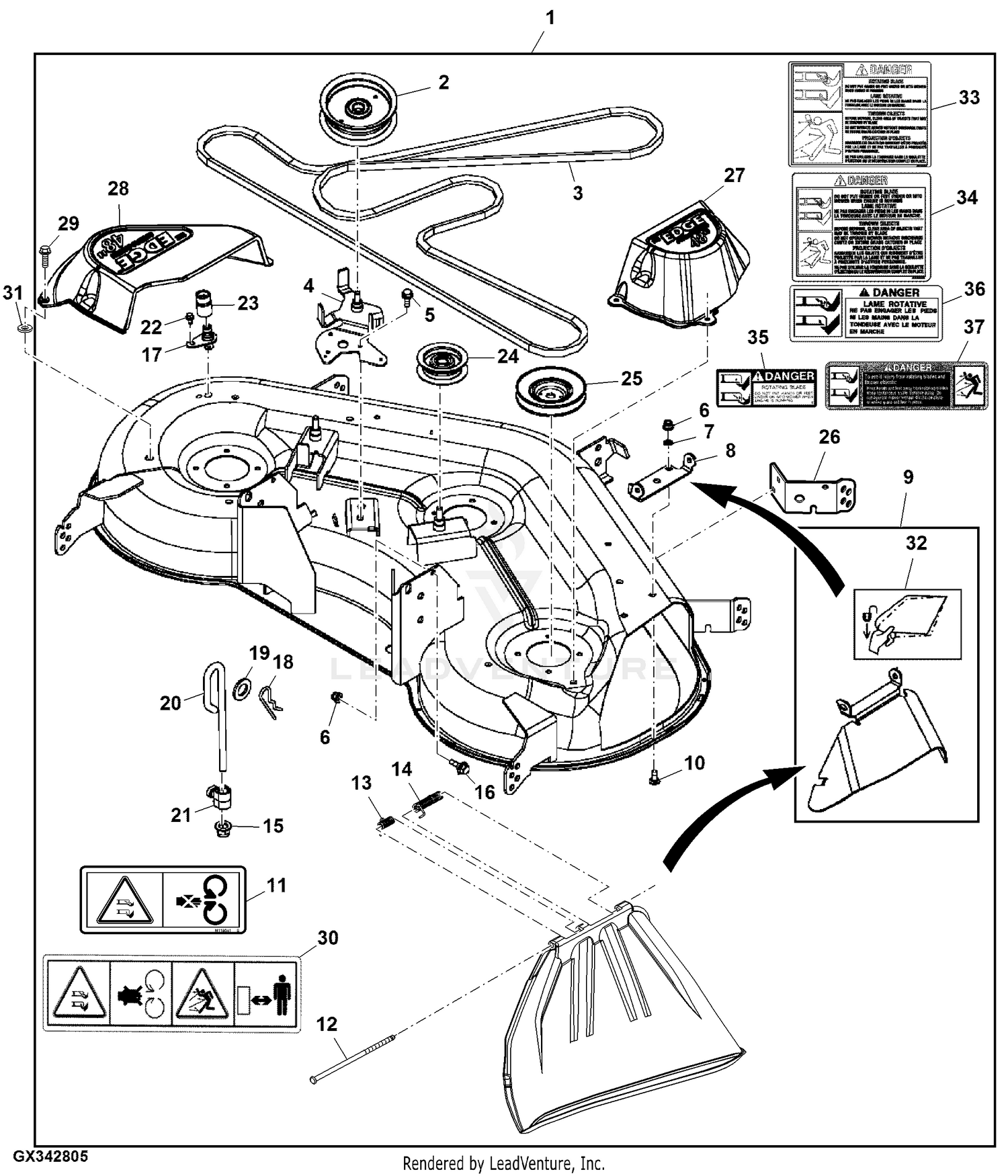 D140 discount mower deck