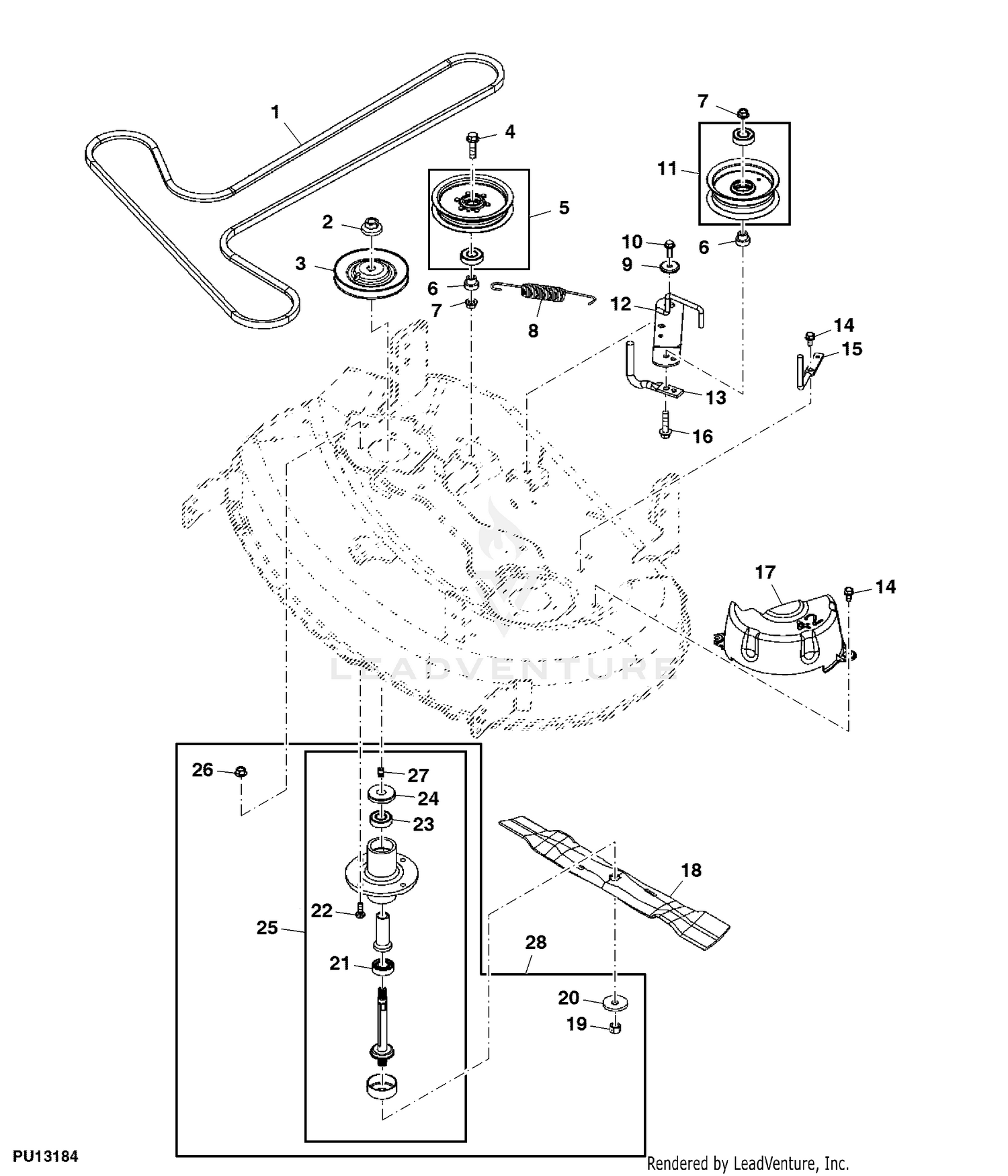 John deere x300 online deck parts