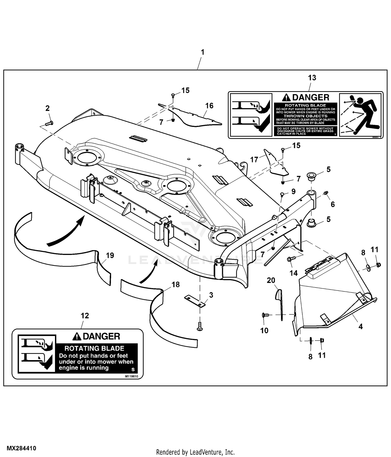 John Deere 54 IN Mid Mount Mower Deck Export For 425 445 455 Lawn Garden Tractors PC2358 MOWER DECK WELDED W CHUTE Mid Mount Mower Deck 60 Inch For 425 445