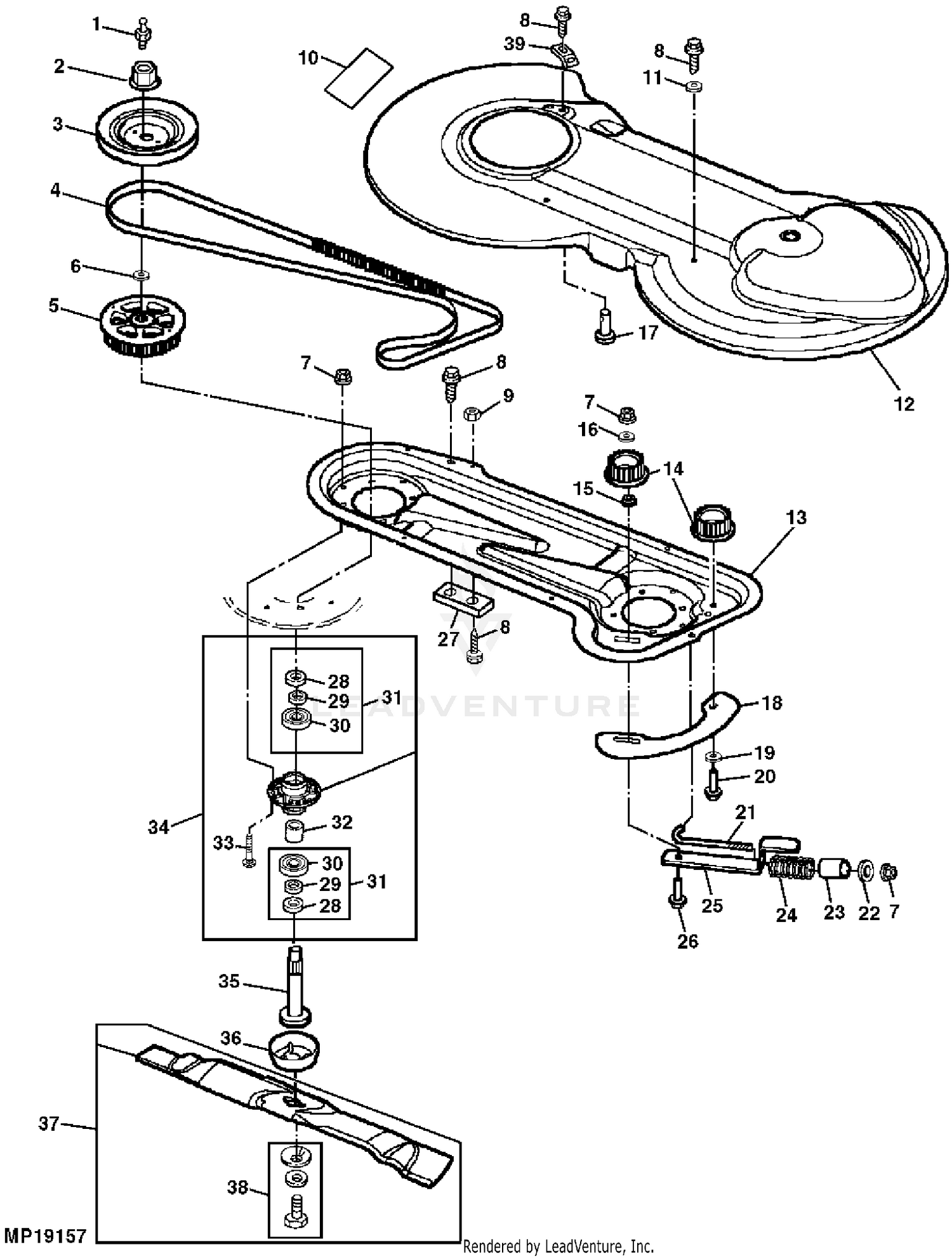 John deere lt155 discount 38 inch mower blades