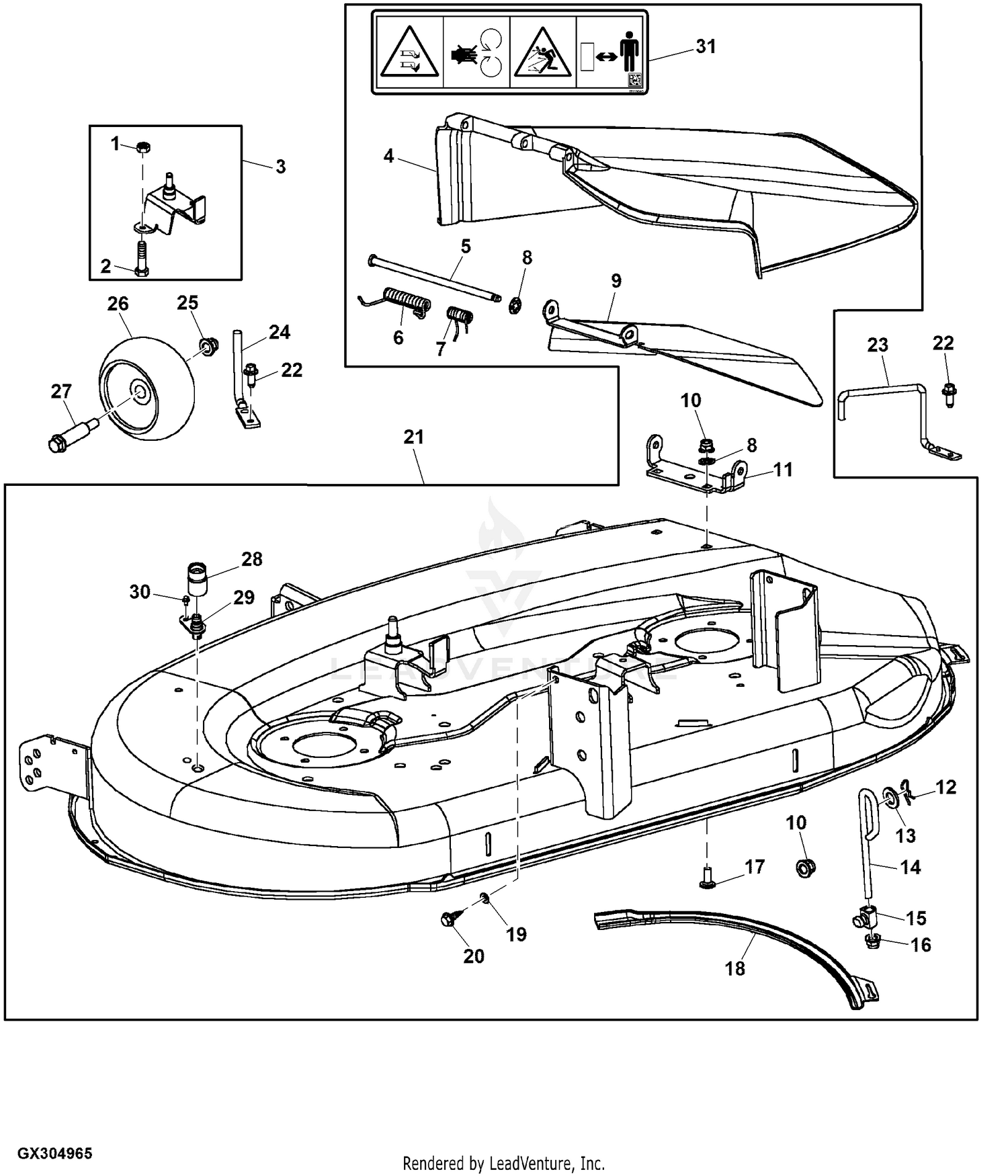 John deere best sale 125 mower parts