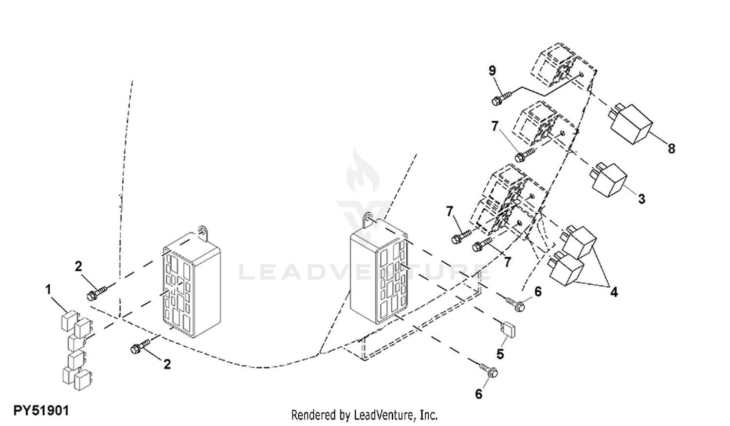 FUSE BOX / SYMBOLS (OPEN OPERATOR'S STATION) - TRACTOR John Deere 6130 -  TRACTOR - 6130 Tractor (Engine 4045HL282,4045HL287)(European Edition)  Electrical Components / Control Units And Miscellaneous Small Parts FUSE BOX  / SYMBOLS (OPEN OPERATOR'S