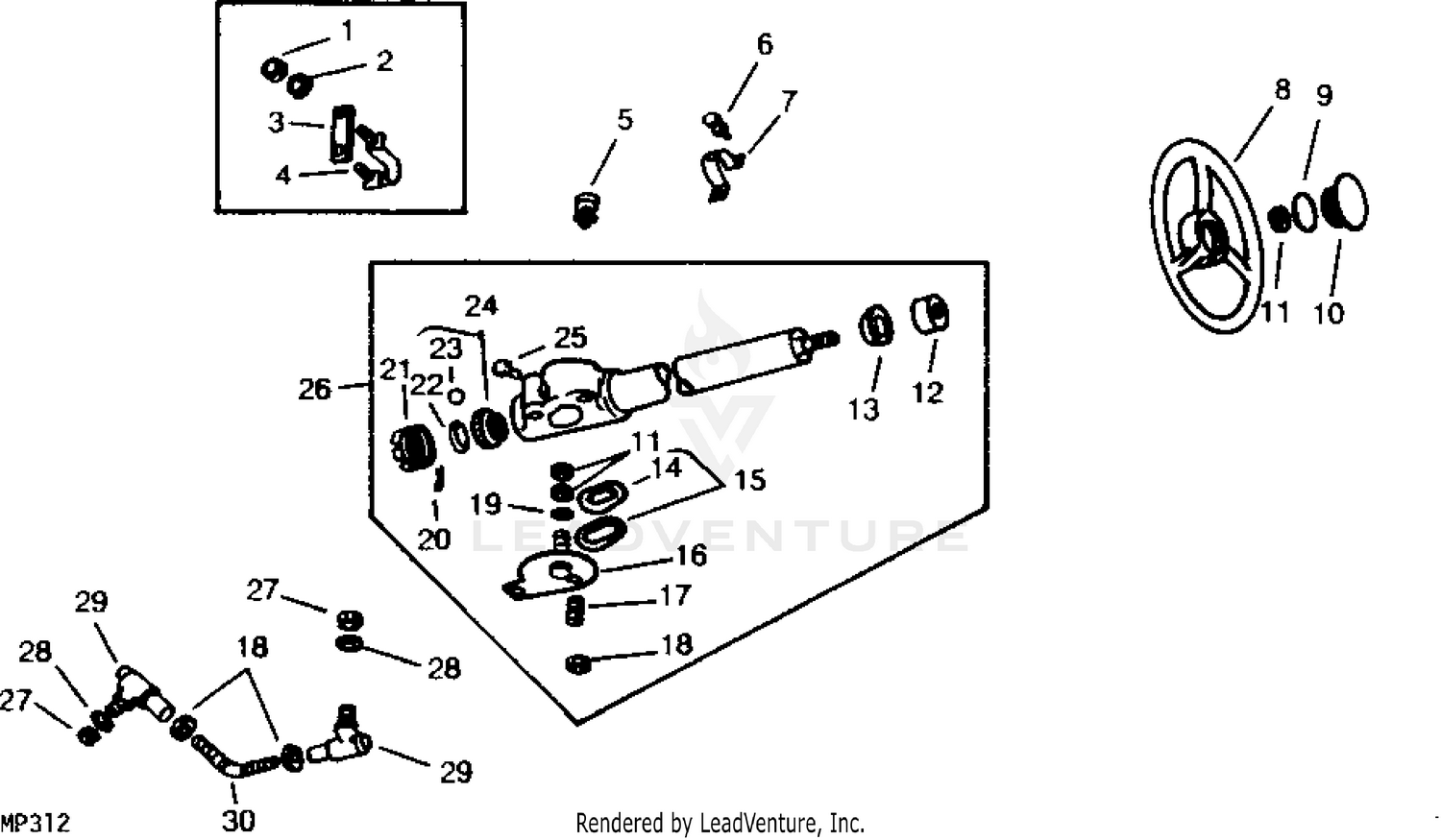 Lawn tractor store steering parts