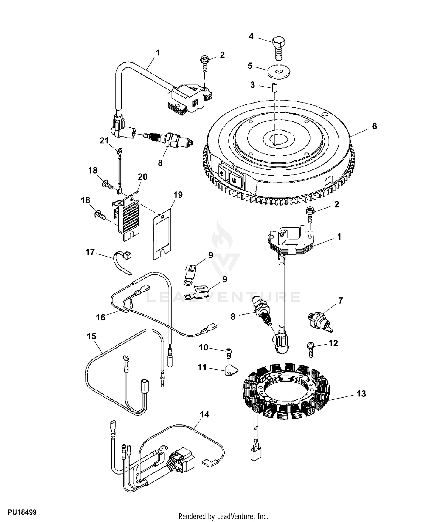 John Deere Power Flow Blower Assembly (54C Mower) -PC9146 Jacksheave,Idlers  & Belt,62C: Three-Bag Powerflow Material Collection