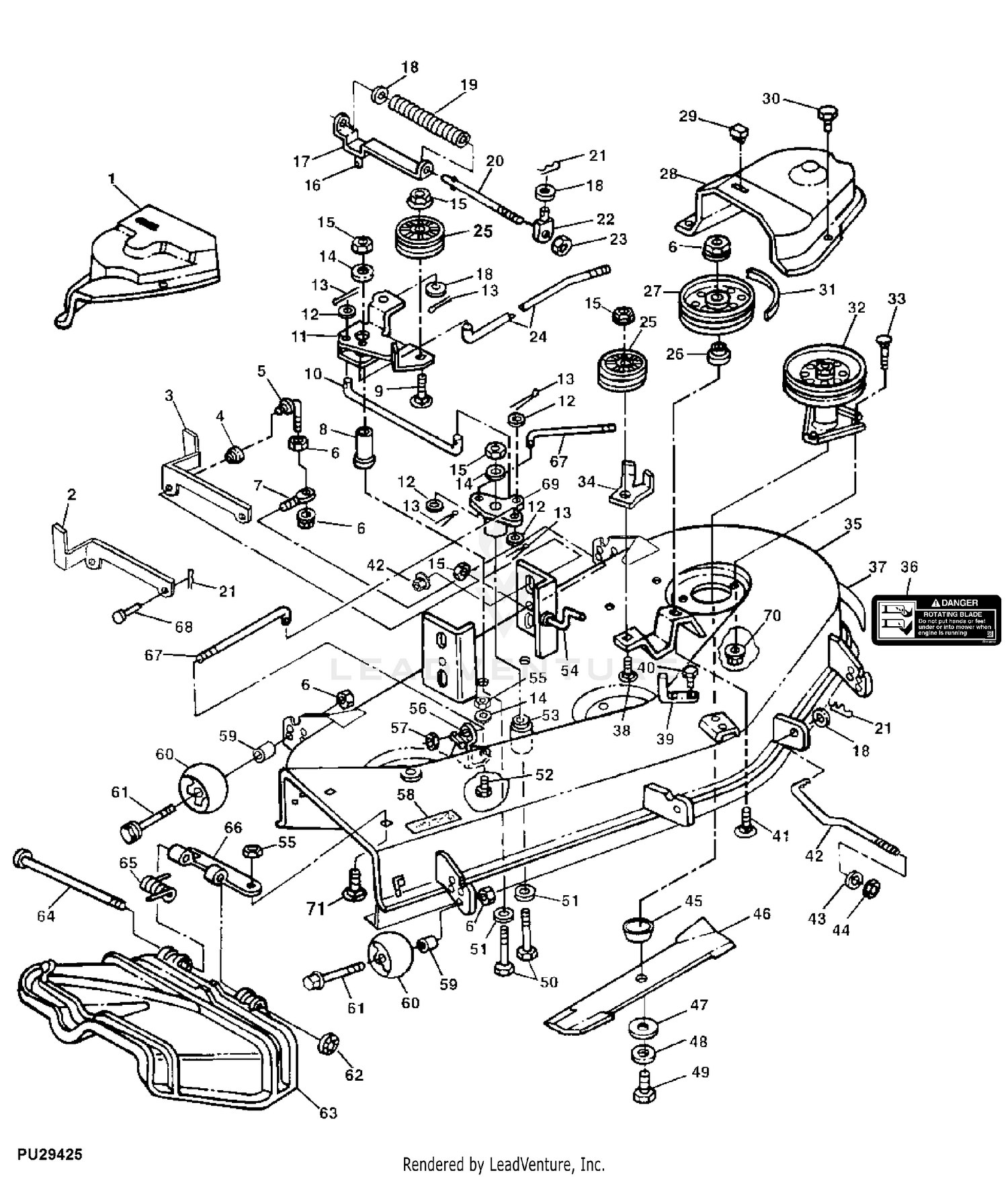 John deere 212 46 online inch mower deck parts