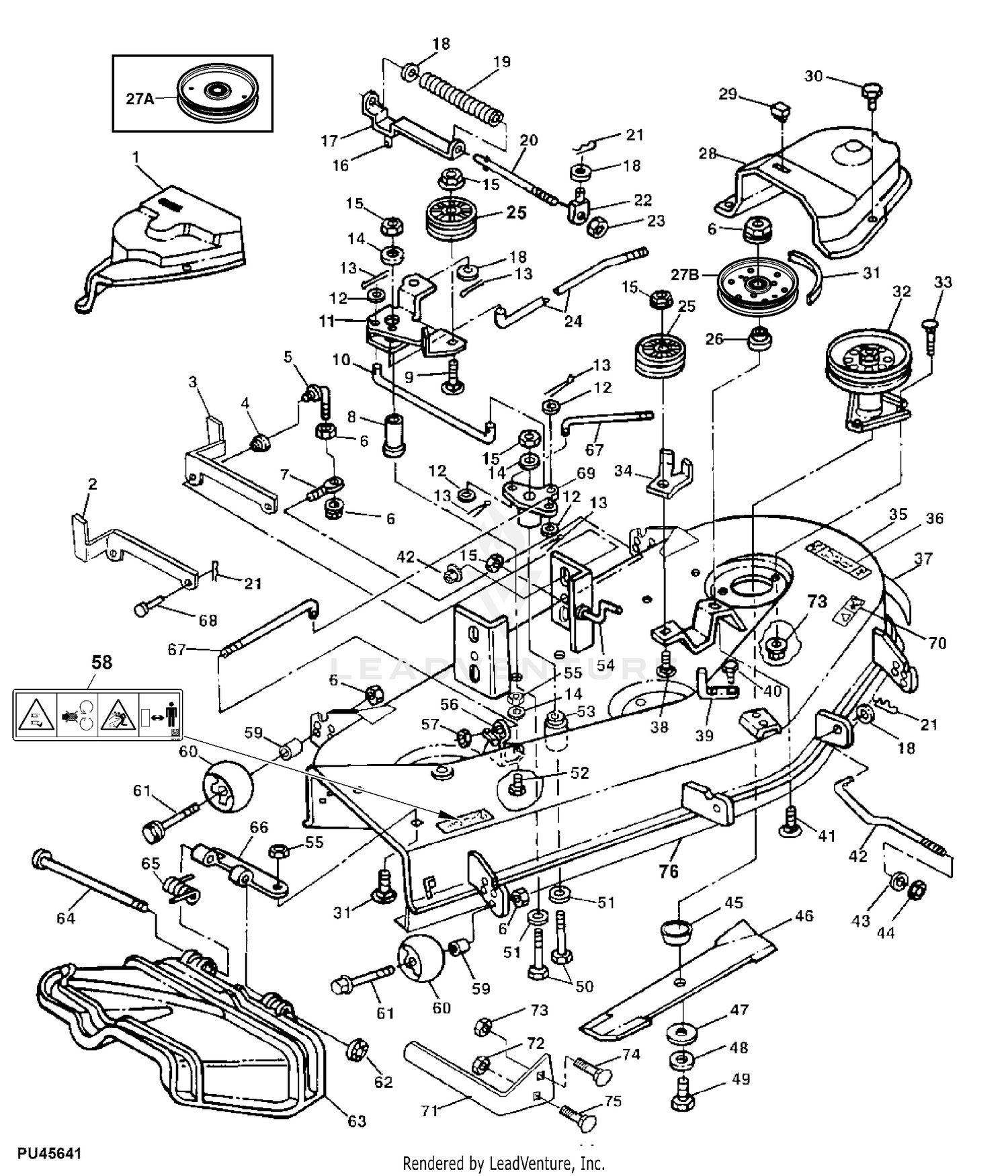 John deere 46 inch mower online deck