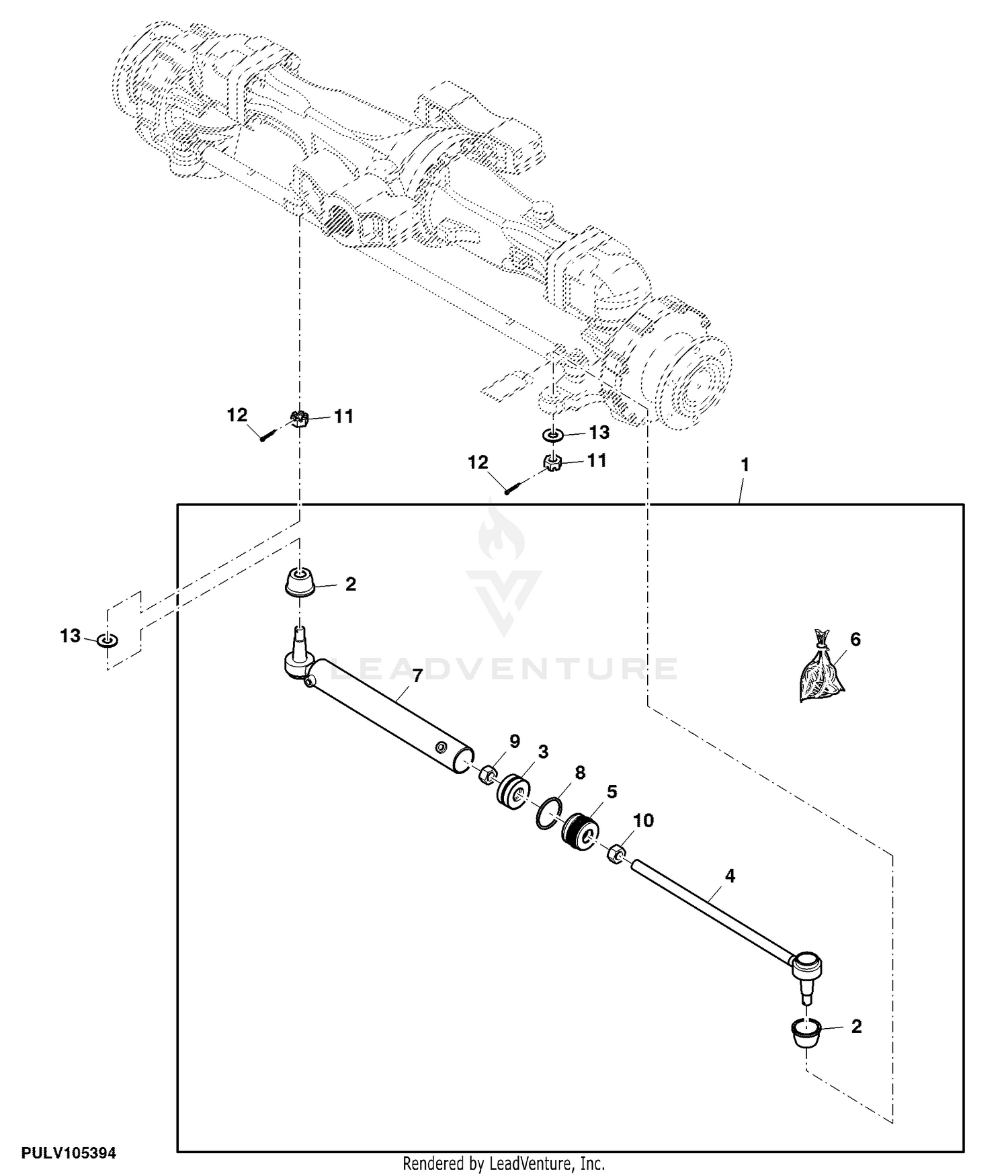 John Deere Hydrostatic Transmission Power Steering Cylinder, MFWD 2