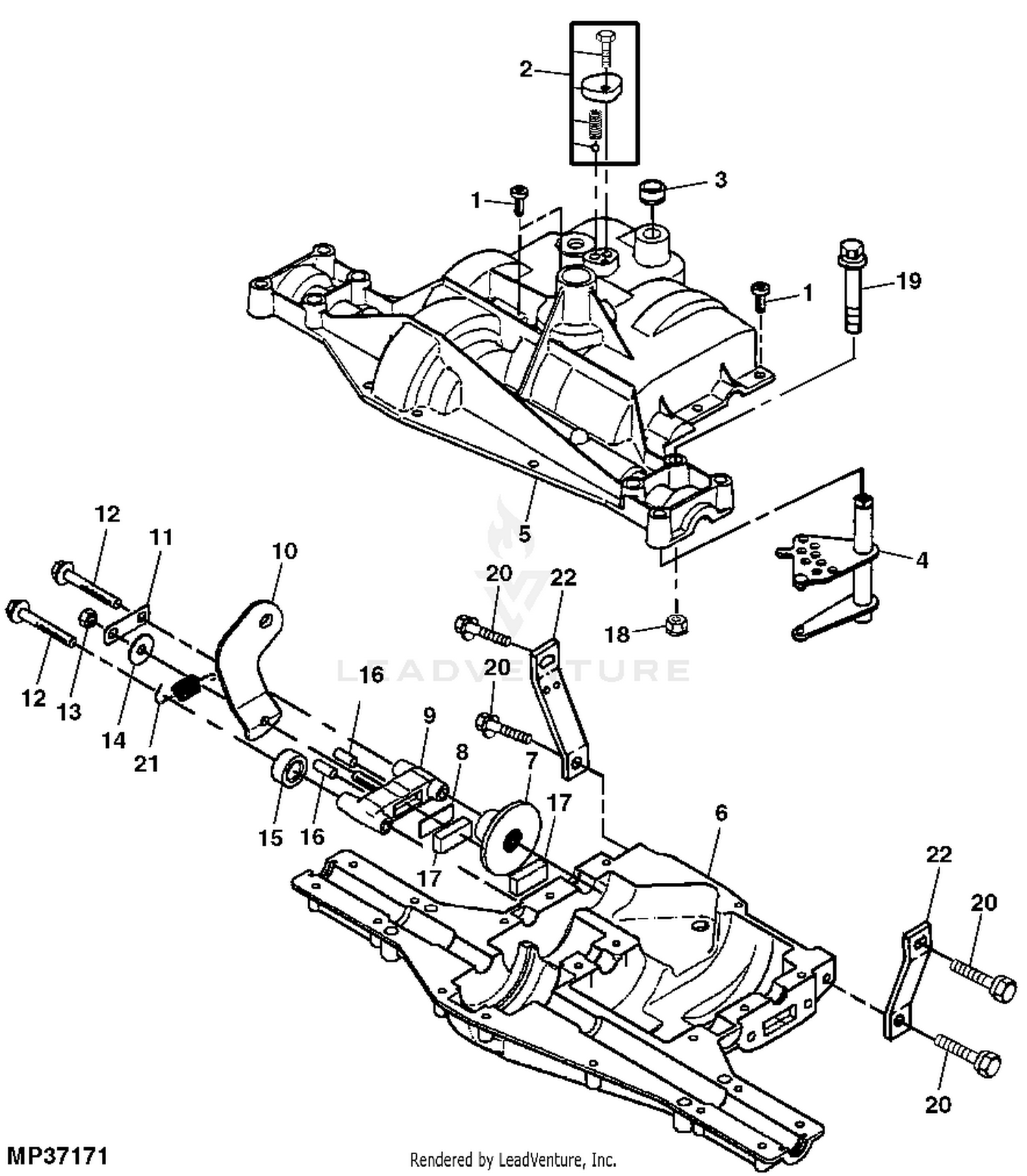 John Deere 42 D100 Series Deck Parts Diagram