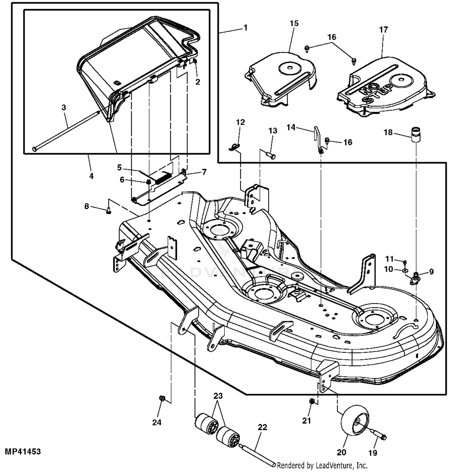 John Deere Material Collection System Power Flow Blower, Mower Deck, 48  inch (080001 - )