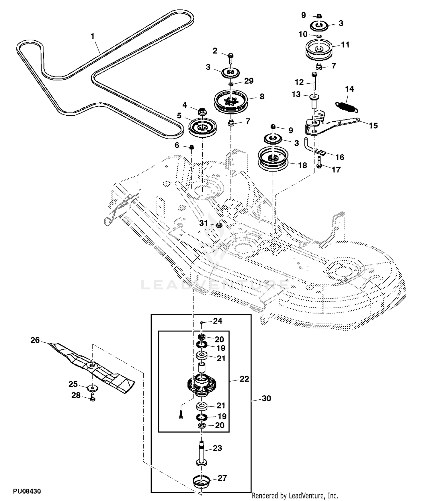 John deere on sale z425 belt diagram