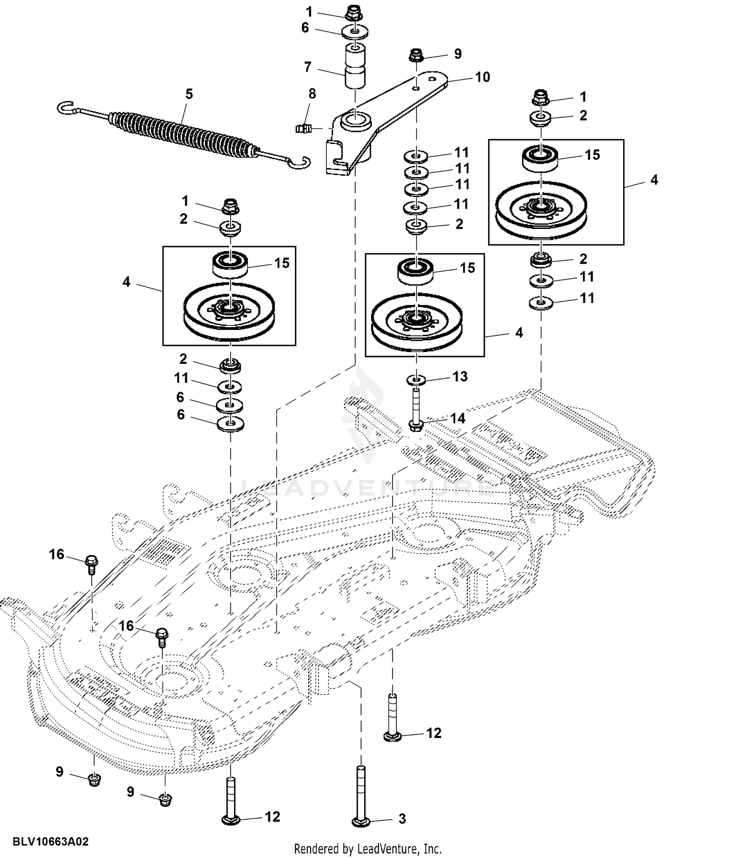 John deere 2305 best sale 62c mower deck parts