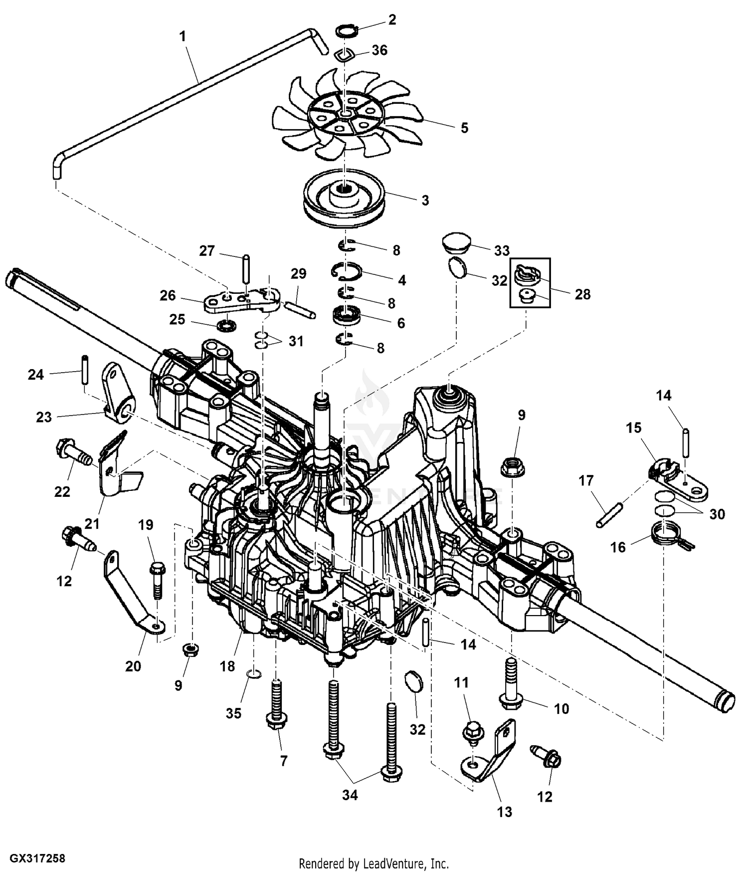 John Deere L120 Lawn Tractor With 48 IN Mower Deck Material Collection System PC9290 Transmission Power Train GU20271