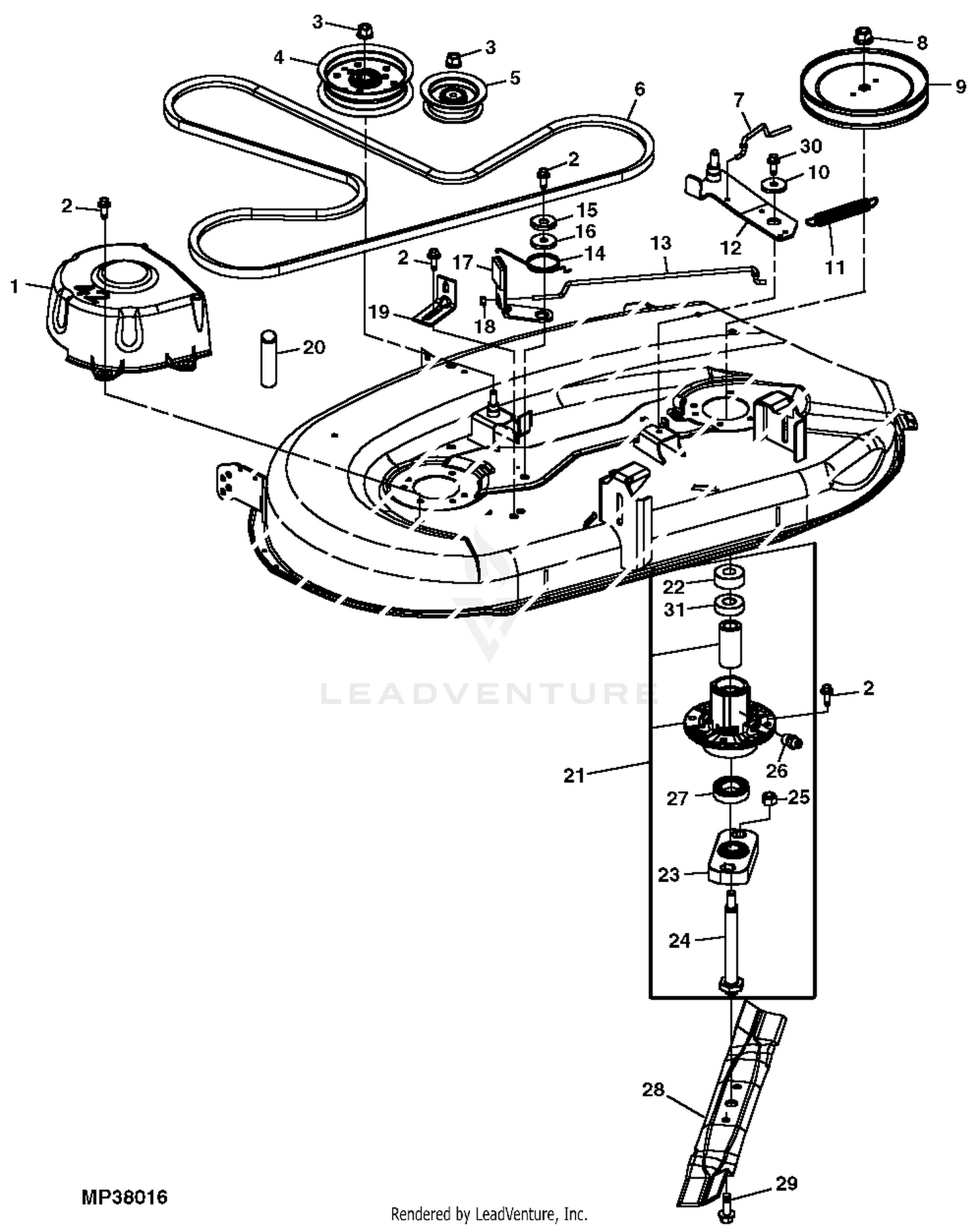 John deere l118 2024 mower deck parts