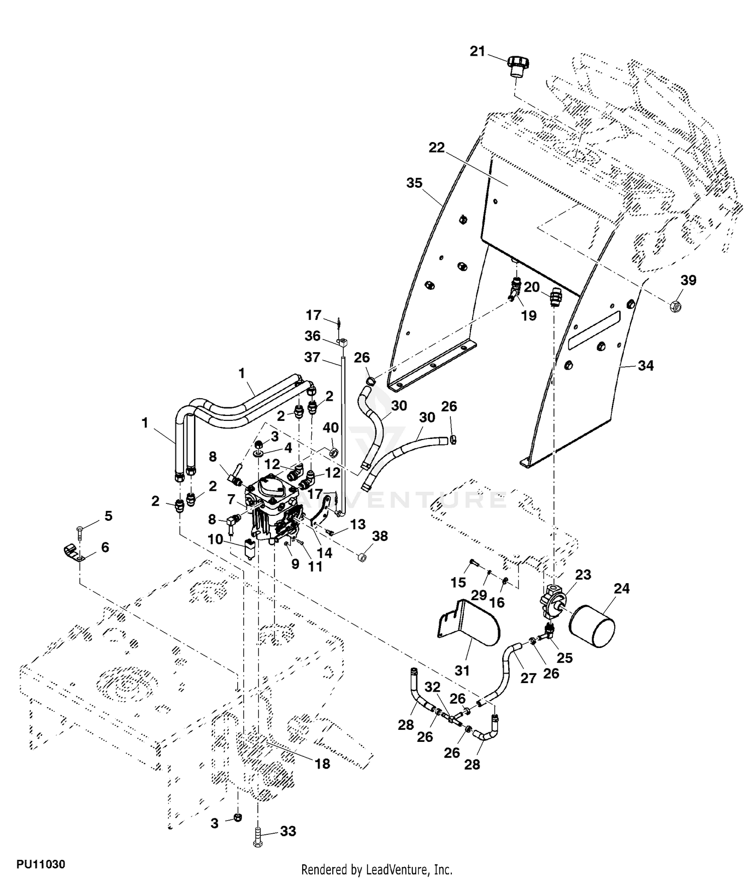 John Deere WH48A Commercial Walk-Behind Mower 48 inch Commercial  Walk-Behind Mowers -PC10499 HYDRAULICS: MOWER RELATED PARTS