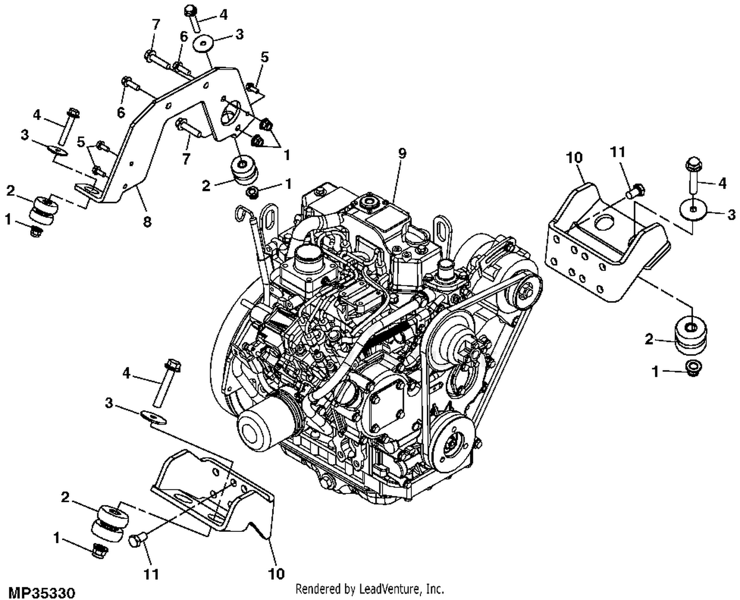 John Deere 997 Mid Mount Mower ZTrak MCS 997 DSL Zseries MCS PC9477 Engine Engine DMM210413