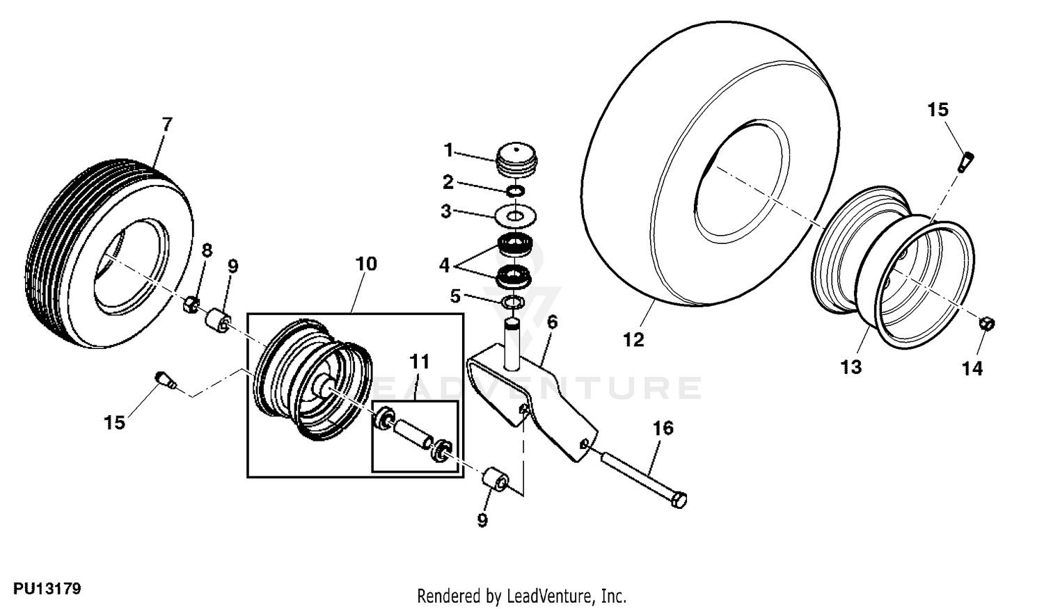 John deere best sale z425 deck wheels