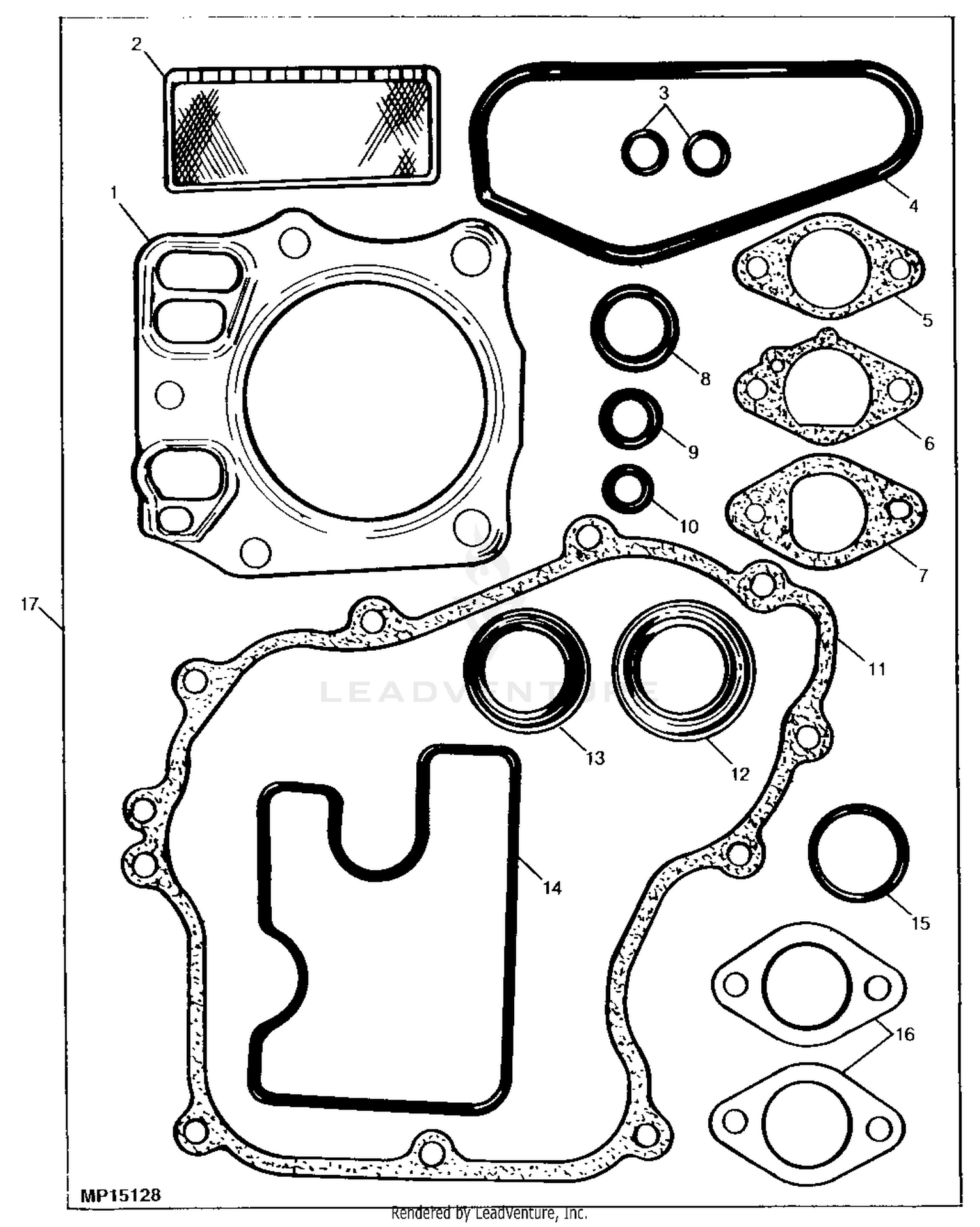 John Deere ENGINE, 12.5 HP KAWASAKI ENGINE GASKET KIT
