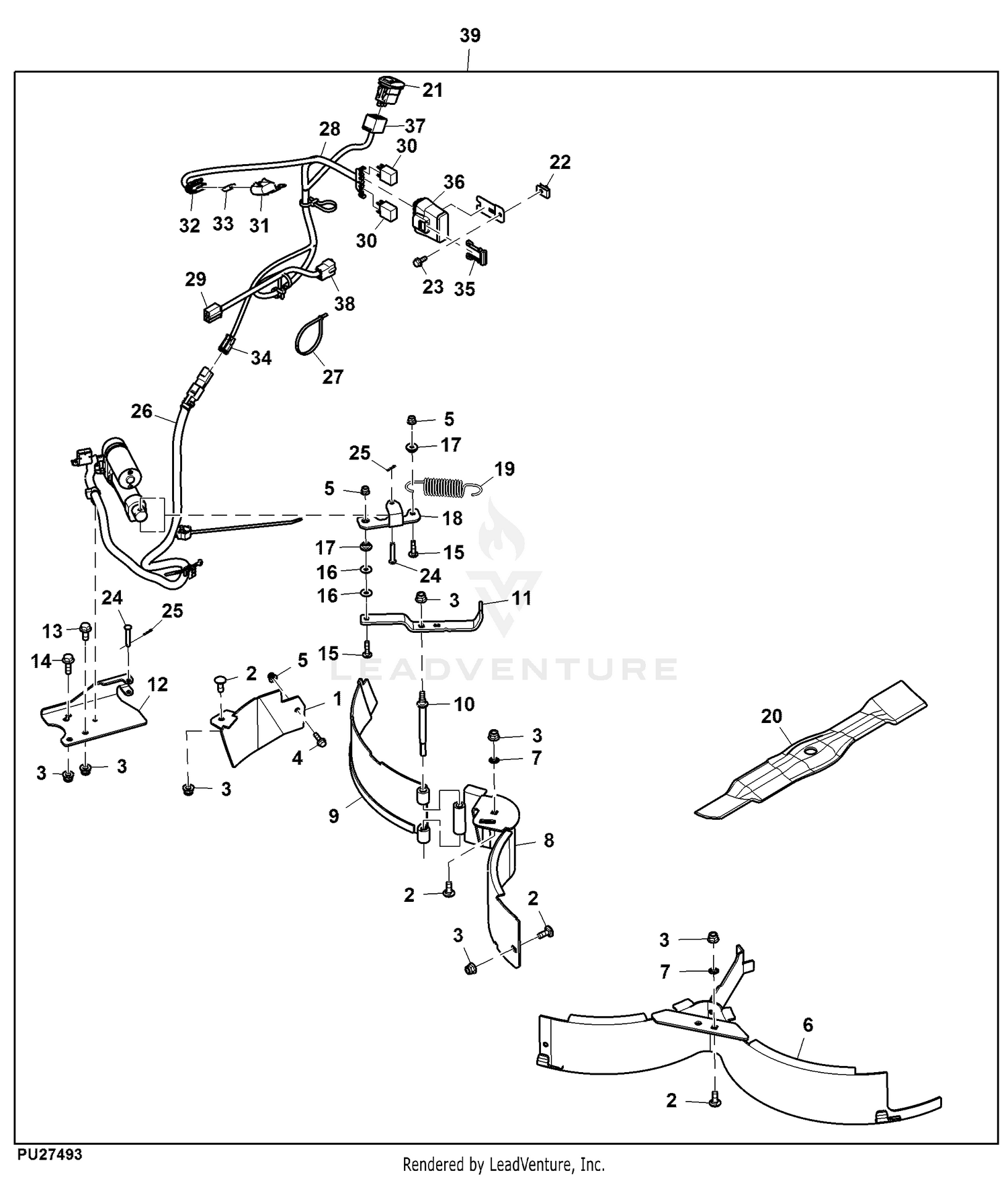 John deere x390 online mulch kit