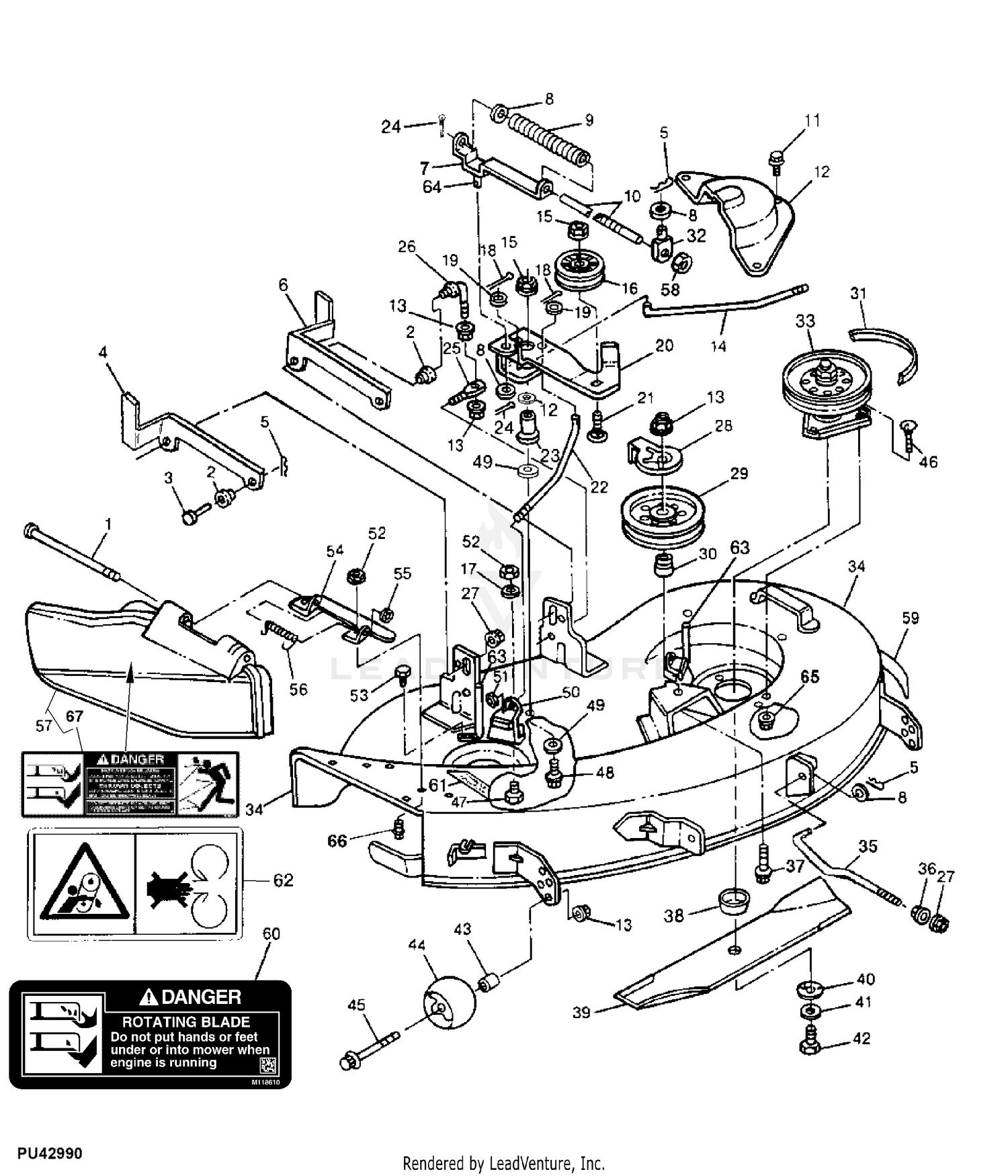 John deere 38 2024 inch mower deck