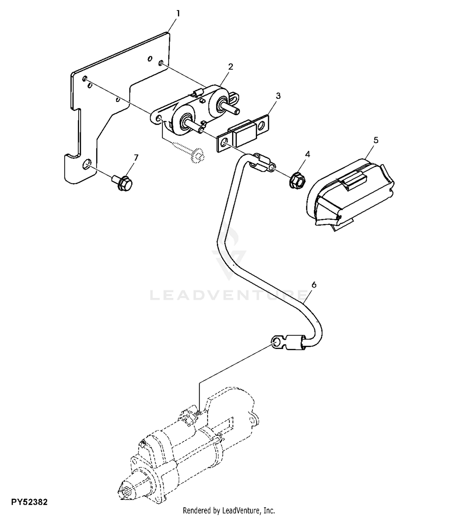 John Deere T173487 Relay and Fuse Diagram With Sticker Back.