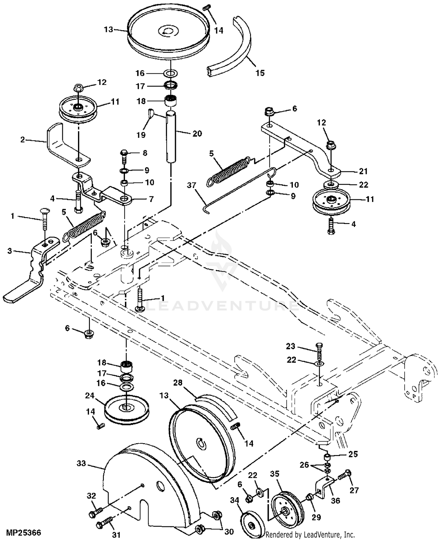 John deere gt225 discount drive belt replacement