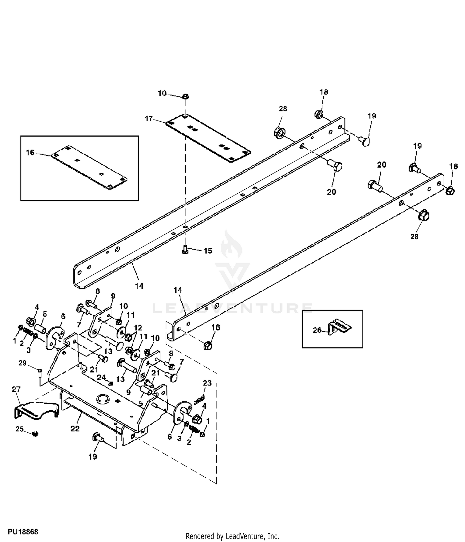 John Deere LA115 Tractor Material Collection System PC9741 Frame