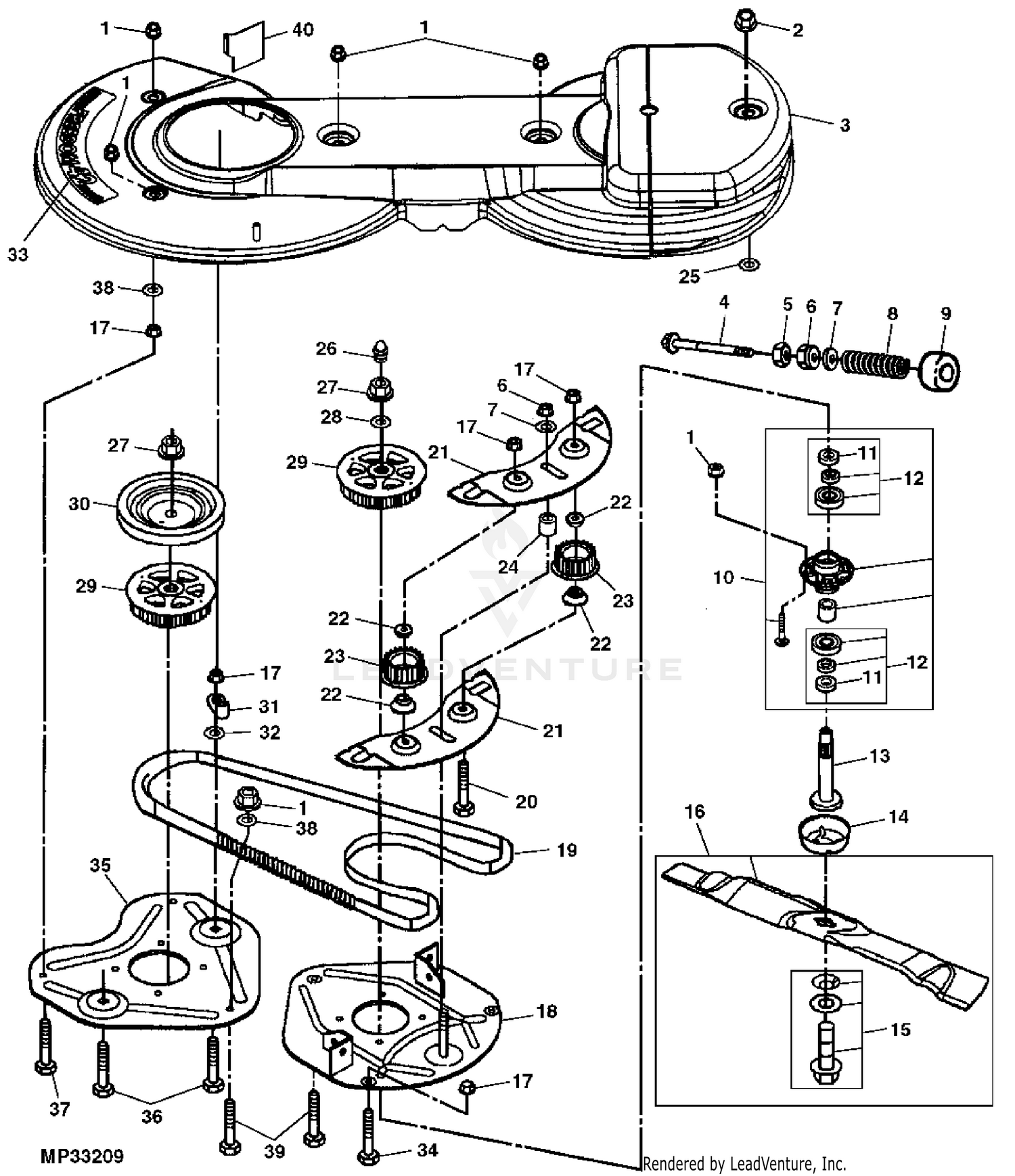 john deere lt180 deck belt diagram