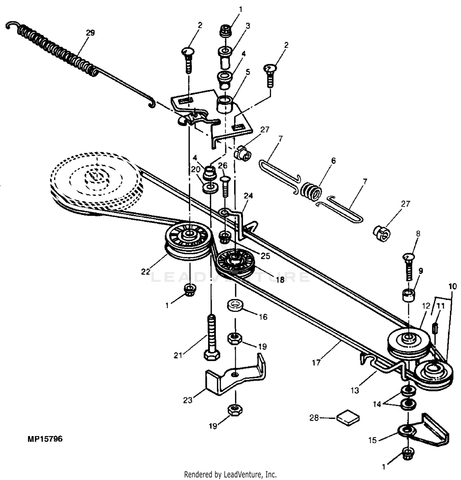 John deere riding discount lawn mower belt diagram