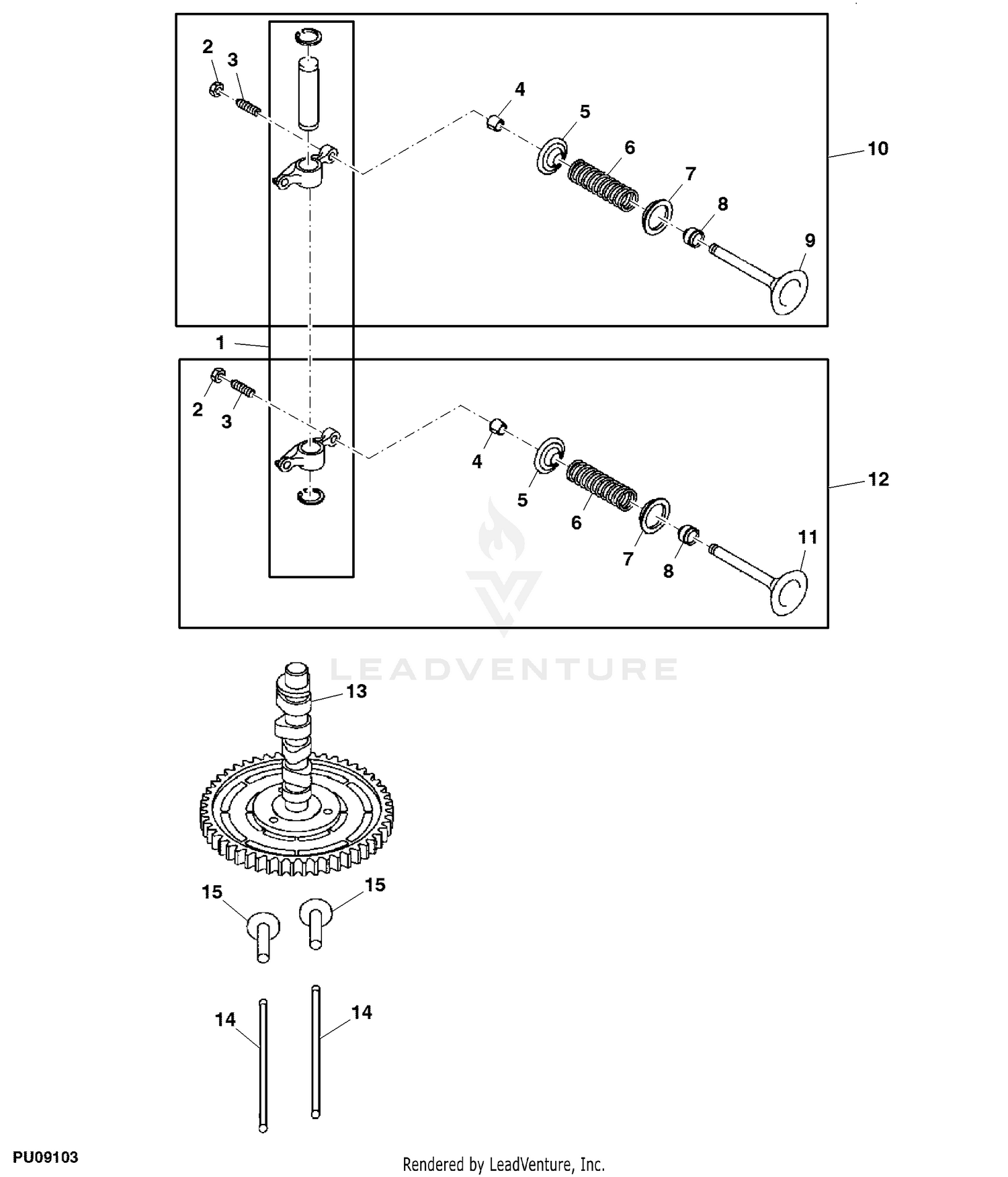 John Deere ENGINE (345) (FD590V) Camshaft And Valves (345