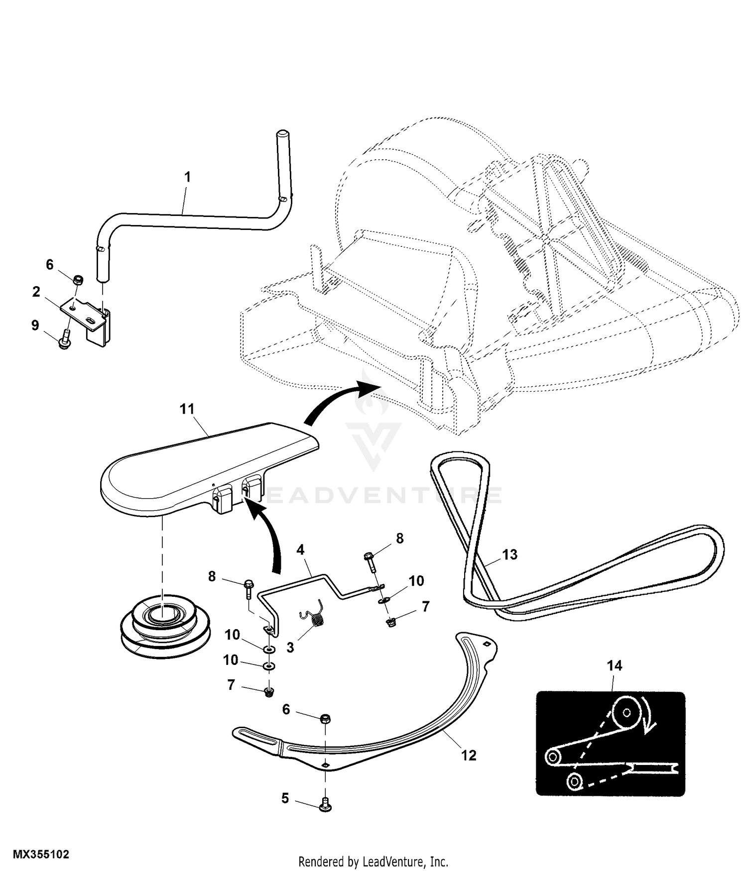 John Deere GX345 Lawn & Garden Tractor Power Flow Blower Assembly (48C  Mower) (W/Quick-Tatch) -PC9078 Jacksheave & Belt 48C High-Performance Power  Flow: MATERIAL COLLECTION SYSTEM