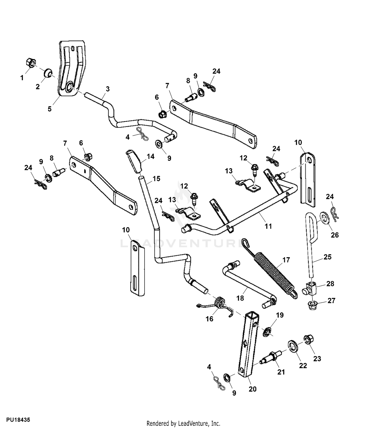 John Deere L118 Lawn Tractor PC9358 MOWER DECK LIFT LINKAGE