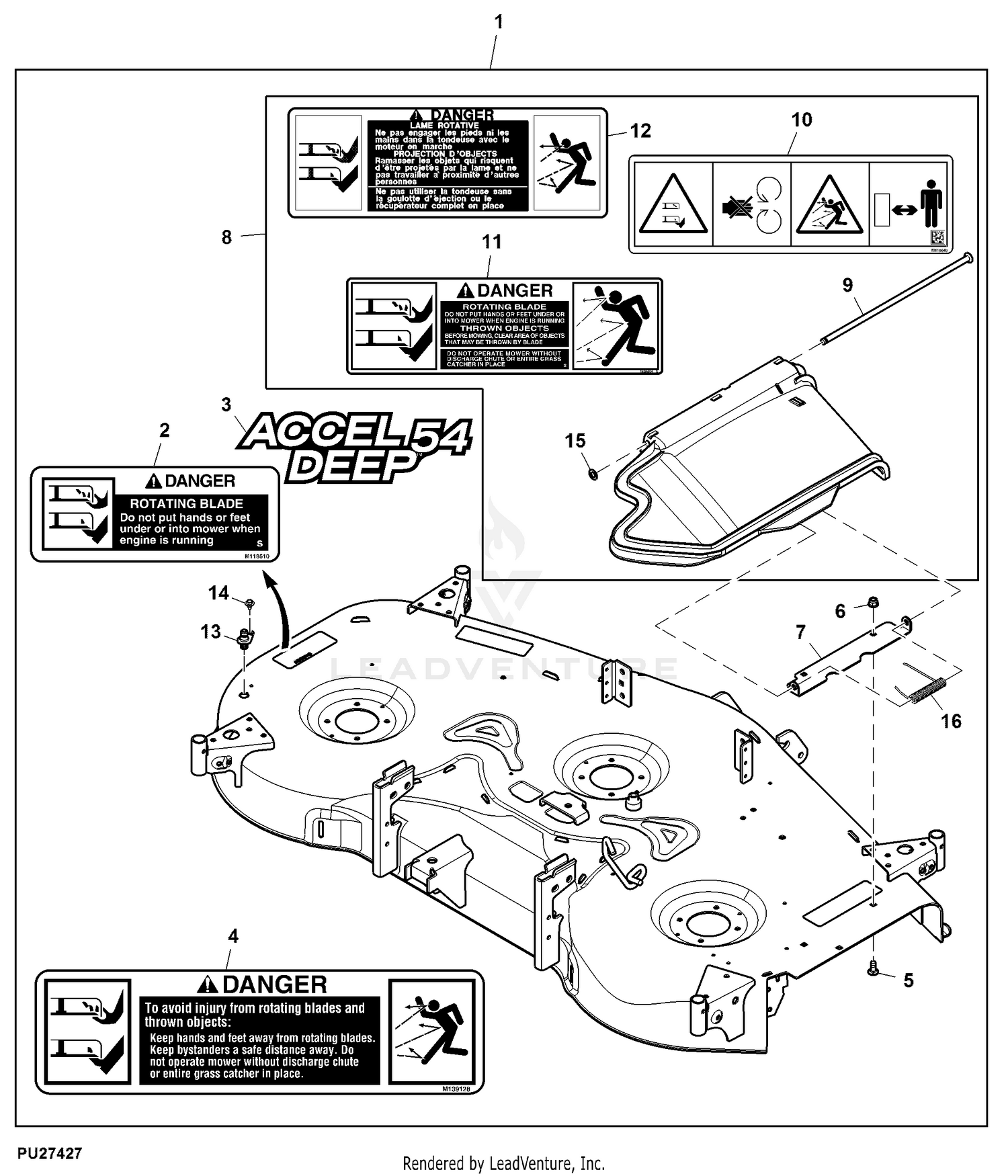 Husqvarna 54 inch discount mower deck parts