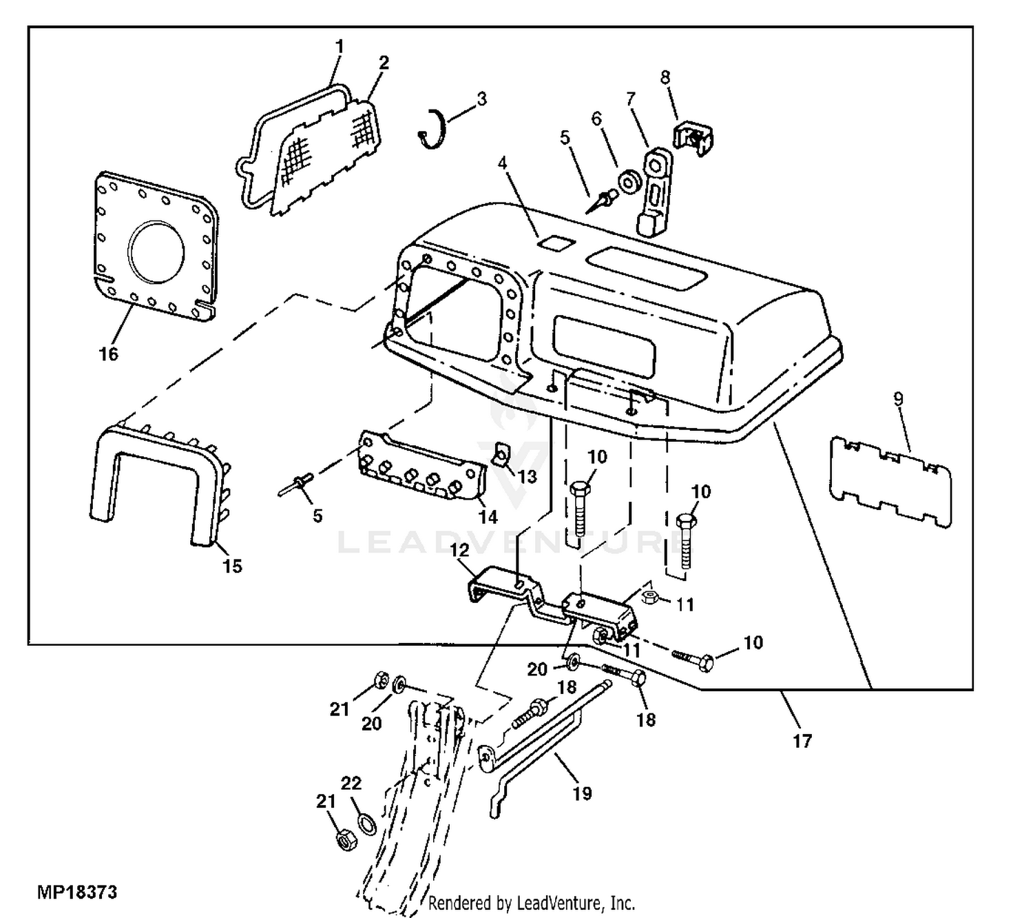 John Deere Two Bag Bagger HOPPER TOP