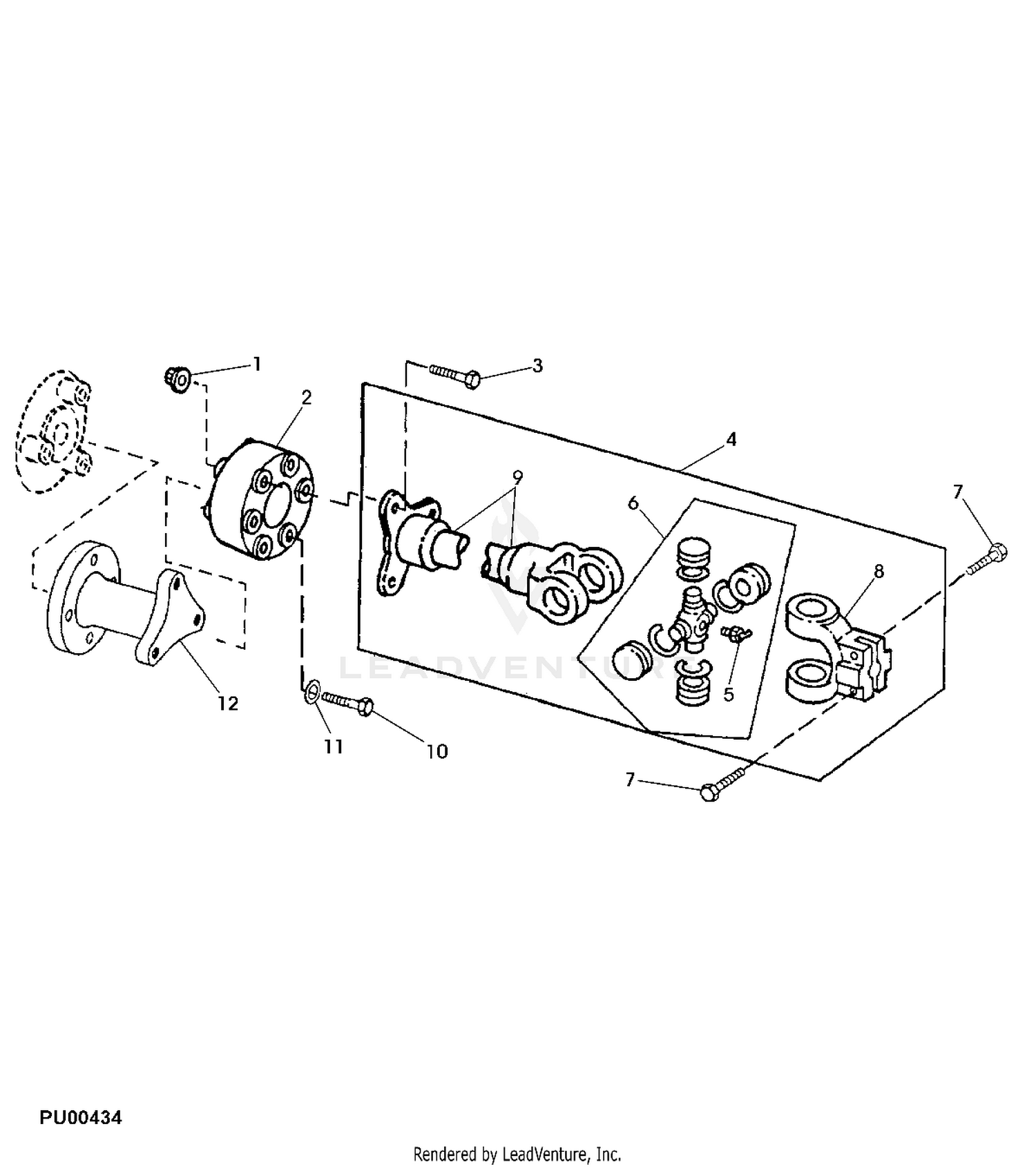 John Deere F932 Front Mower -PC10385 Drive Shaft: POWER