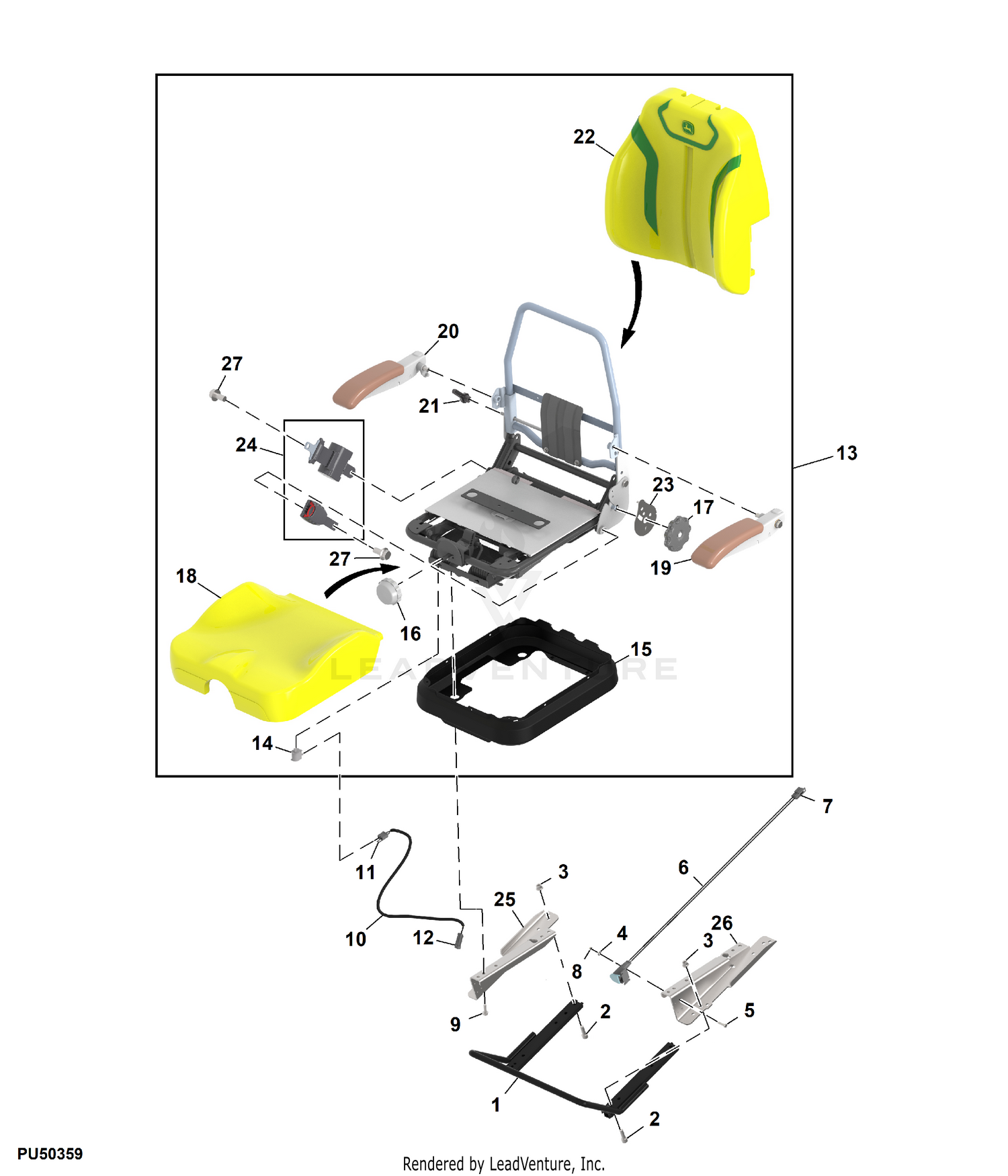 ジョンディア チェア RE188293: Yellow Seat | Shop.Deere.com