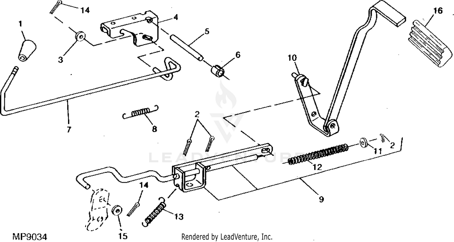 John Deere 170 Lawn Tractor PC2056 BRAKE LINKAGE STEERING BRAKES