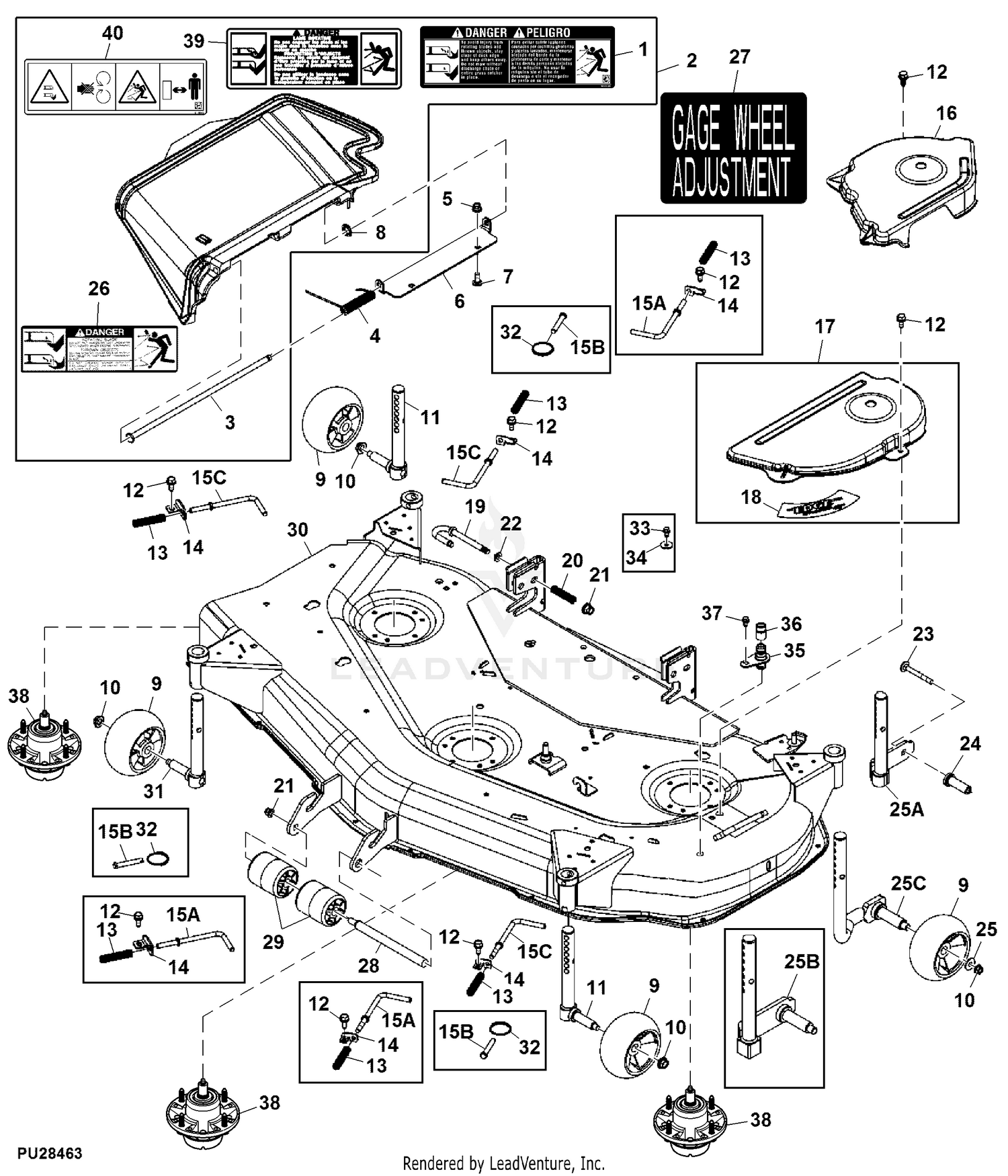 John deere mower online deck wheels