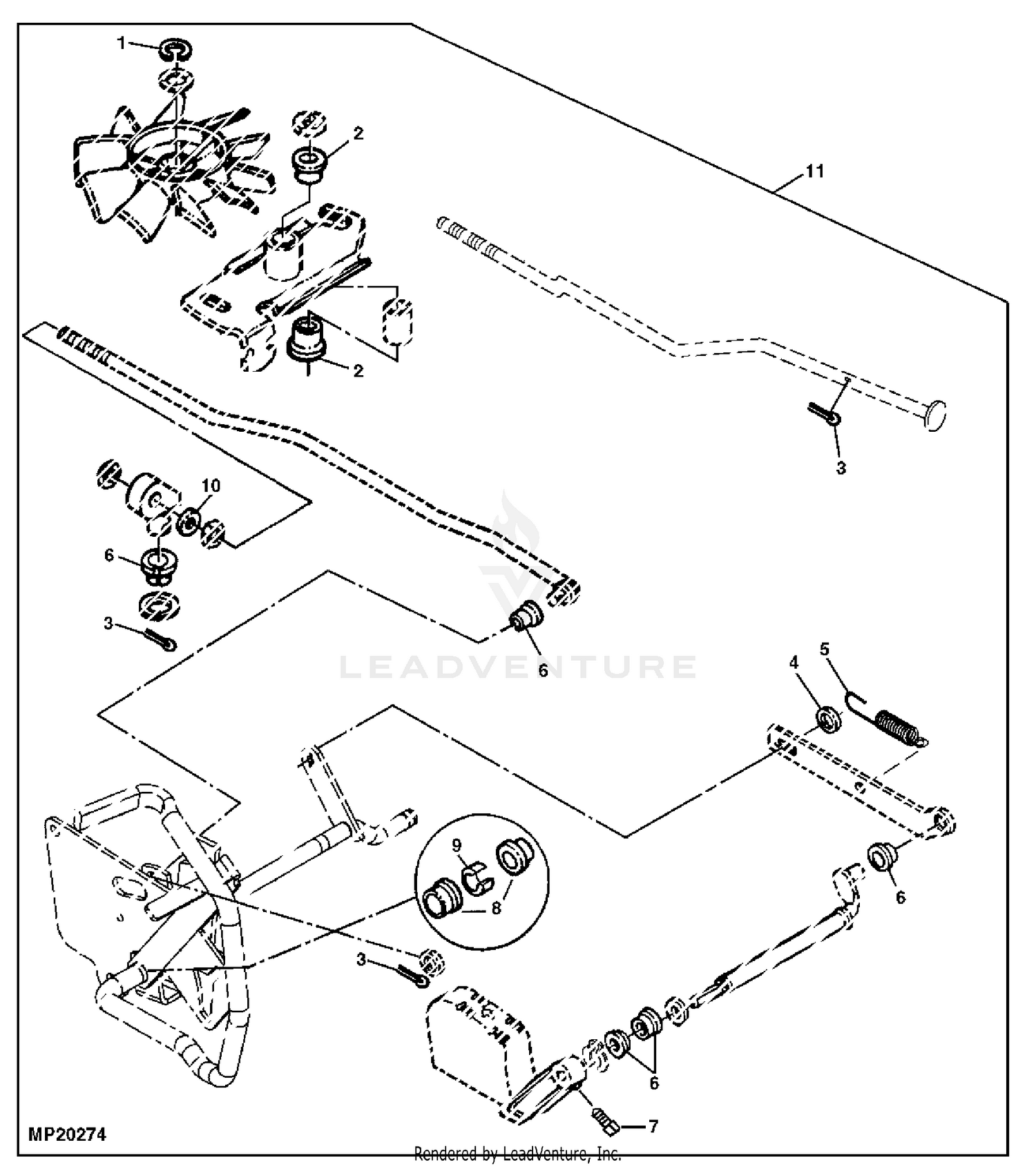 John Deere S2554 Lawn Garden Tractor PC2742 BUSHING KIT STEERING BRAKES