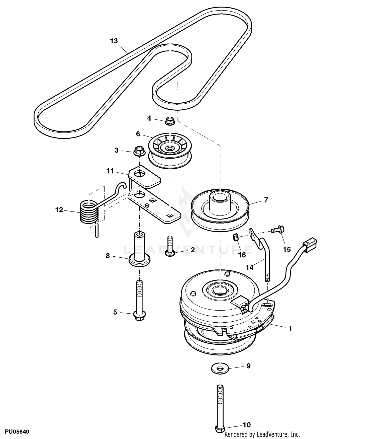 John Deere Power Train MM17582 Pulleys and Drive Belt