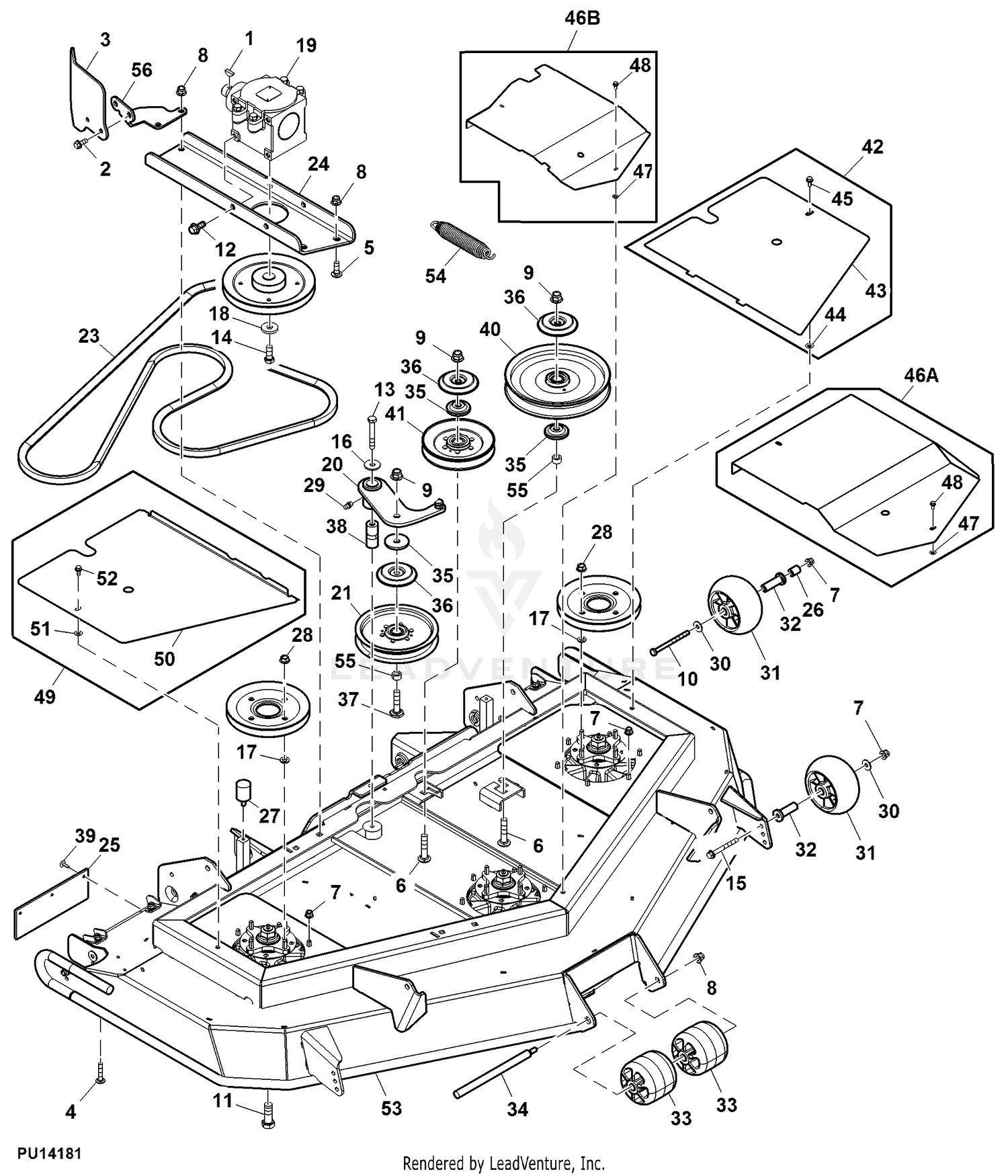 John deere 72 inch mower deck parts hot sale