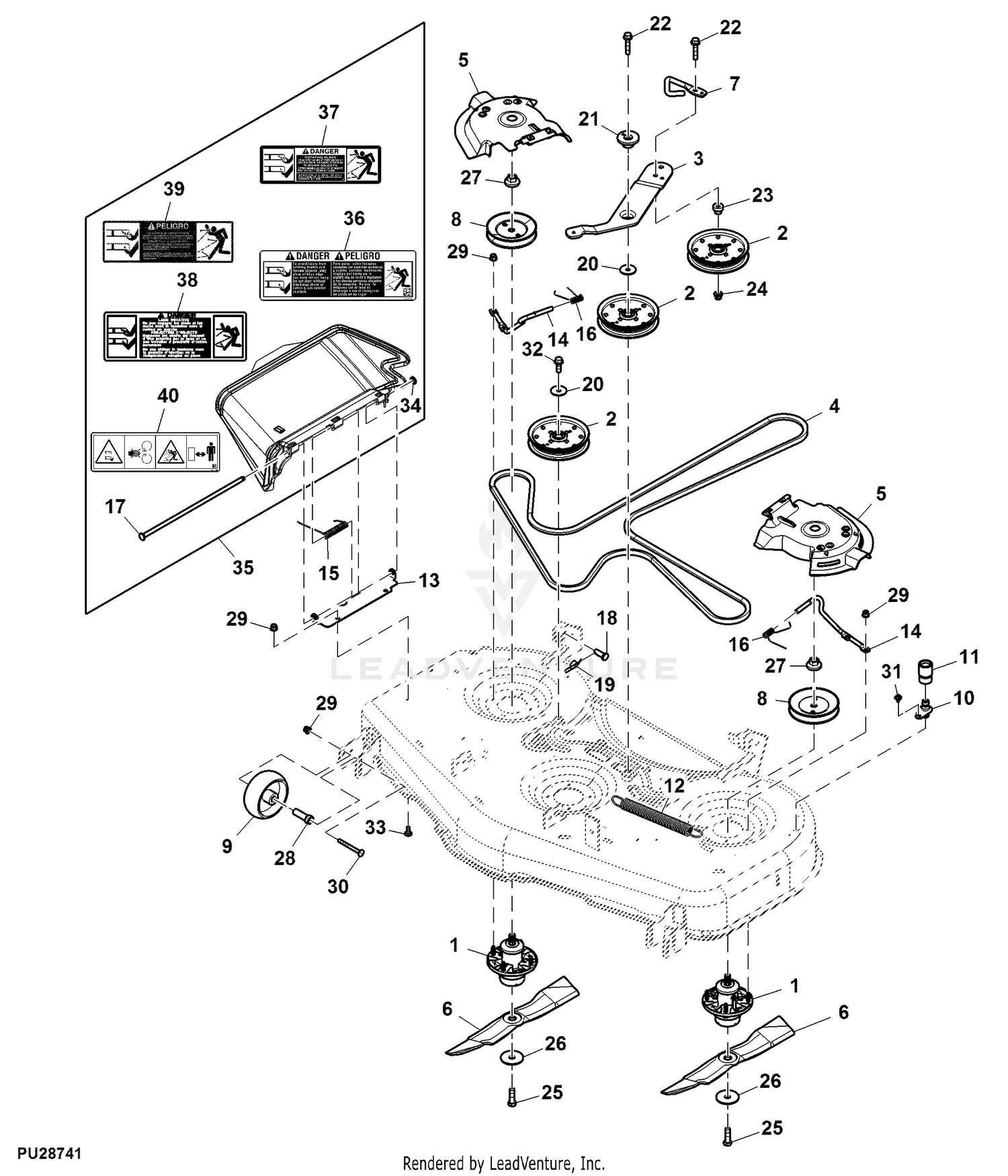 John deere 2025 z355e belt diagram