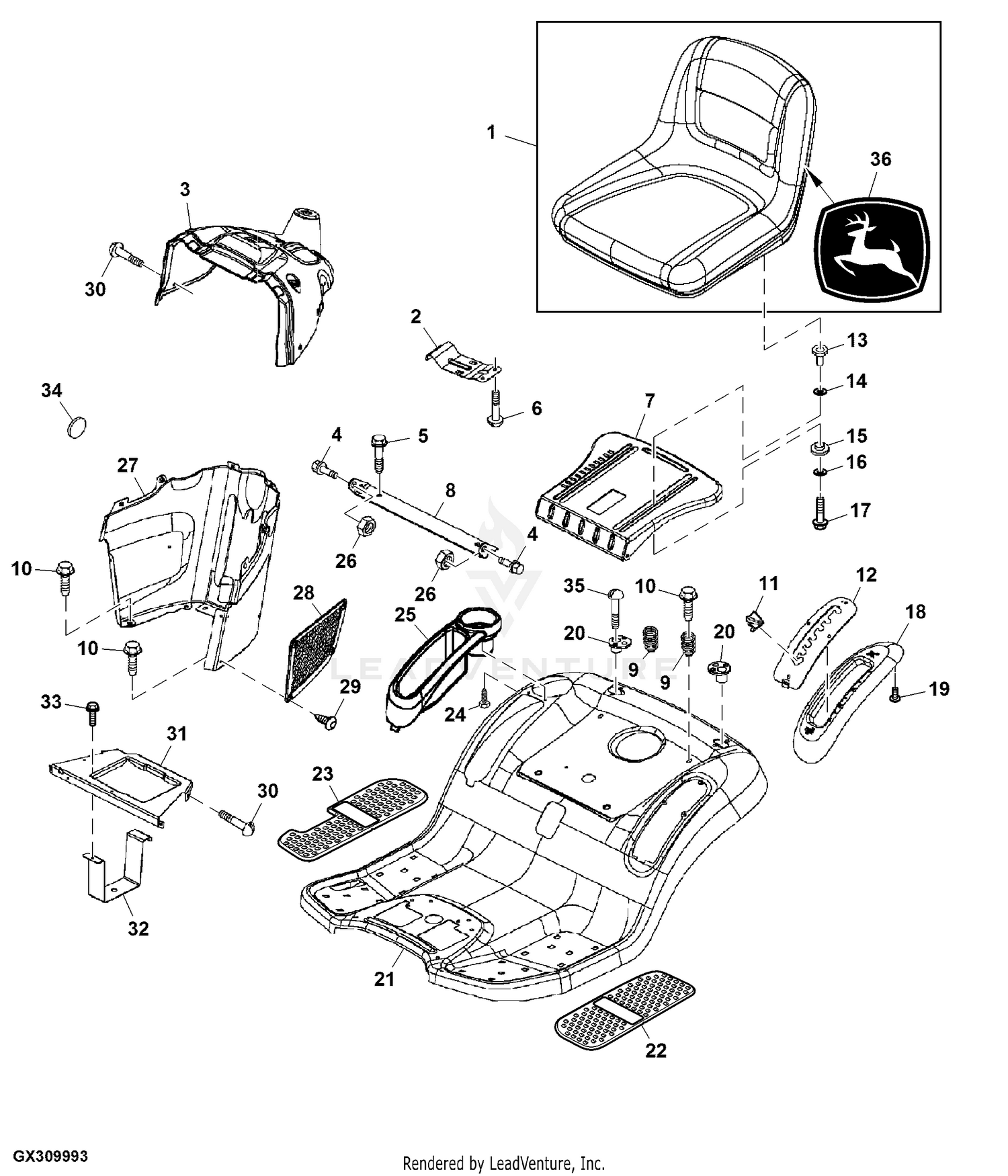 John deere 2025 l118 seat