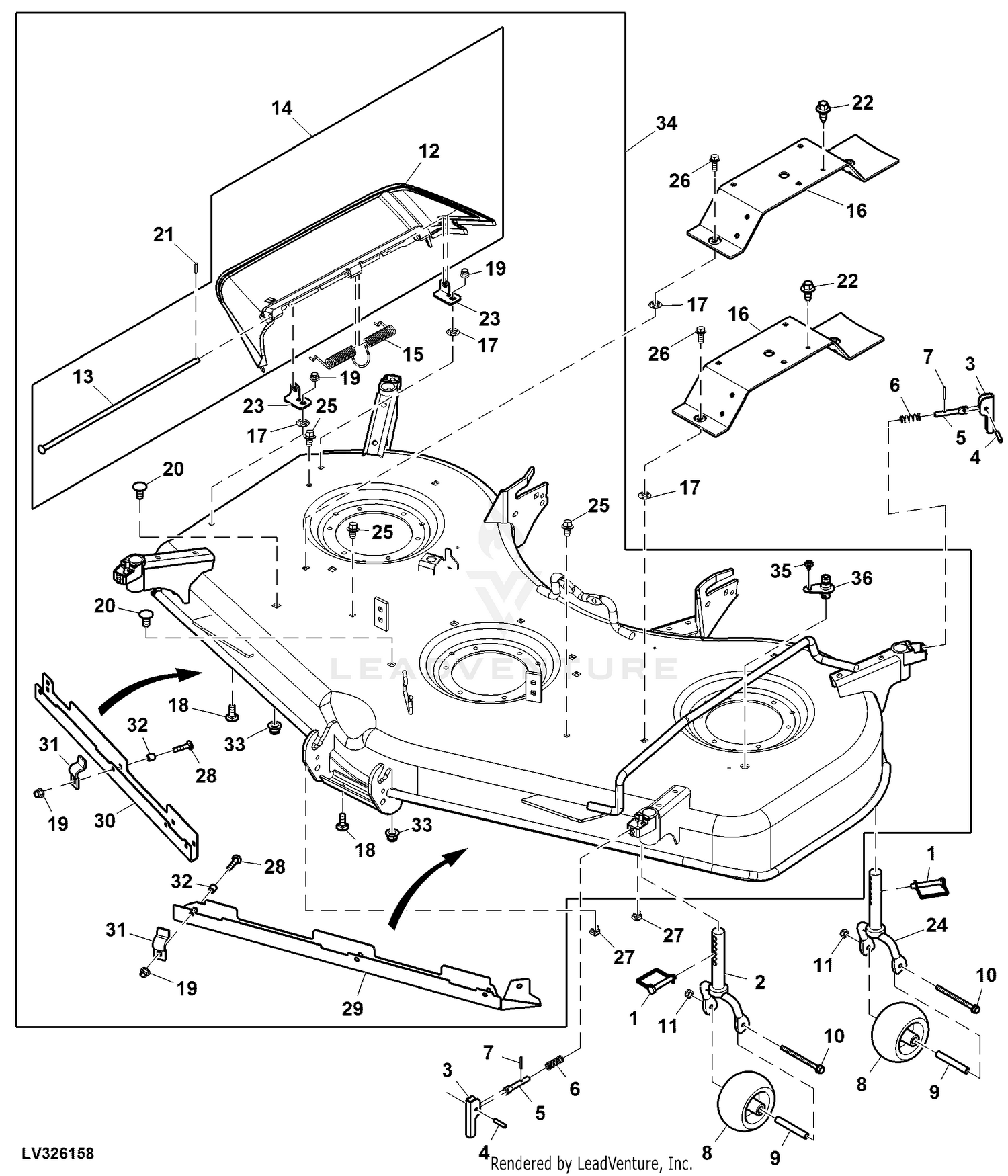 John Deere 1025R Compact Utility Tractor PC11842 Mower Deck 60