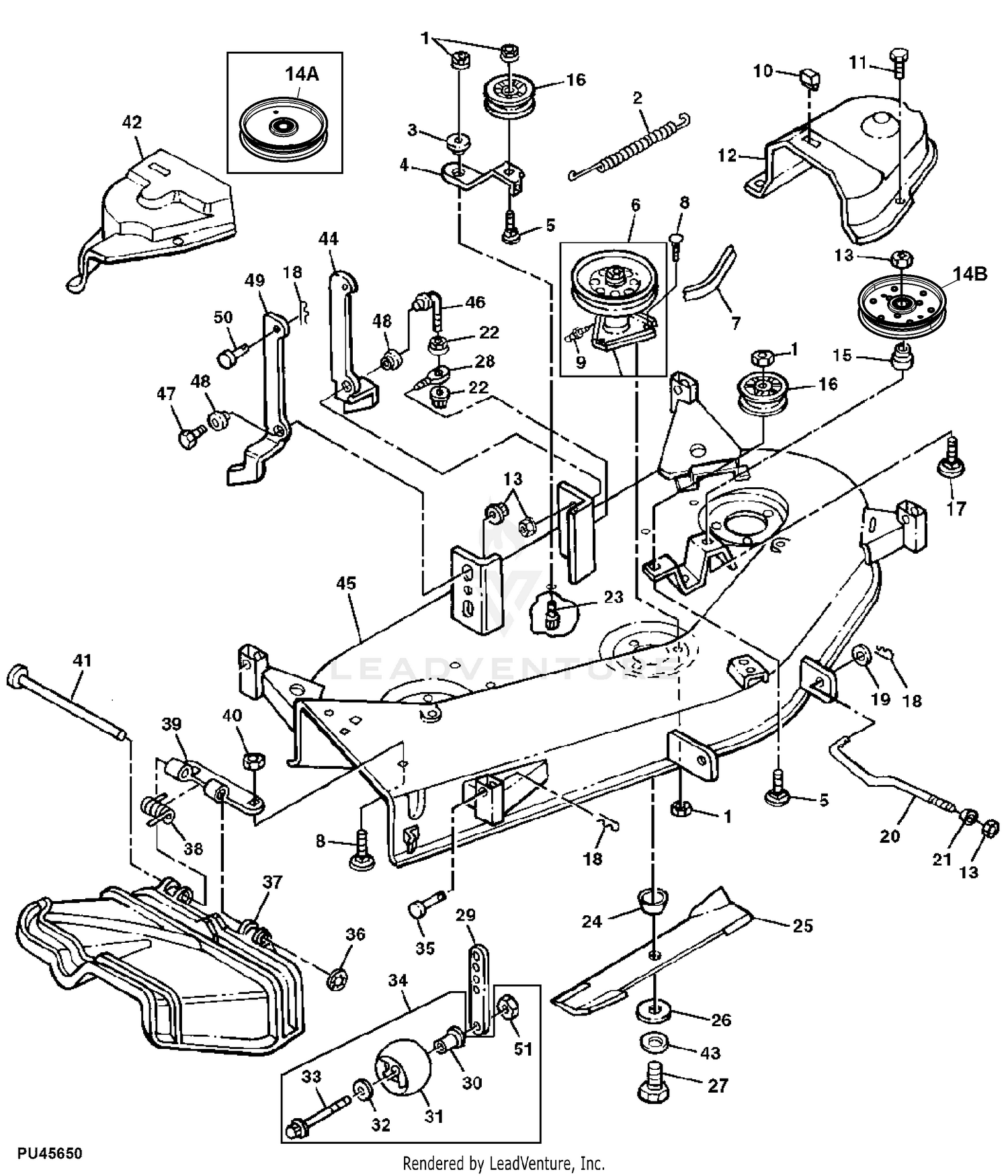 John deere 46 inch mower online deck